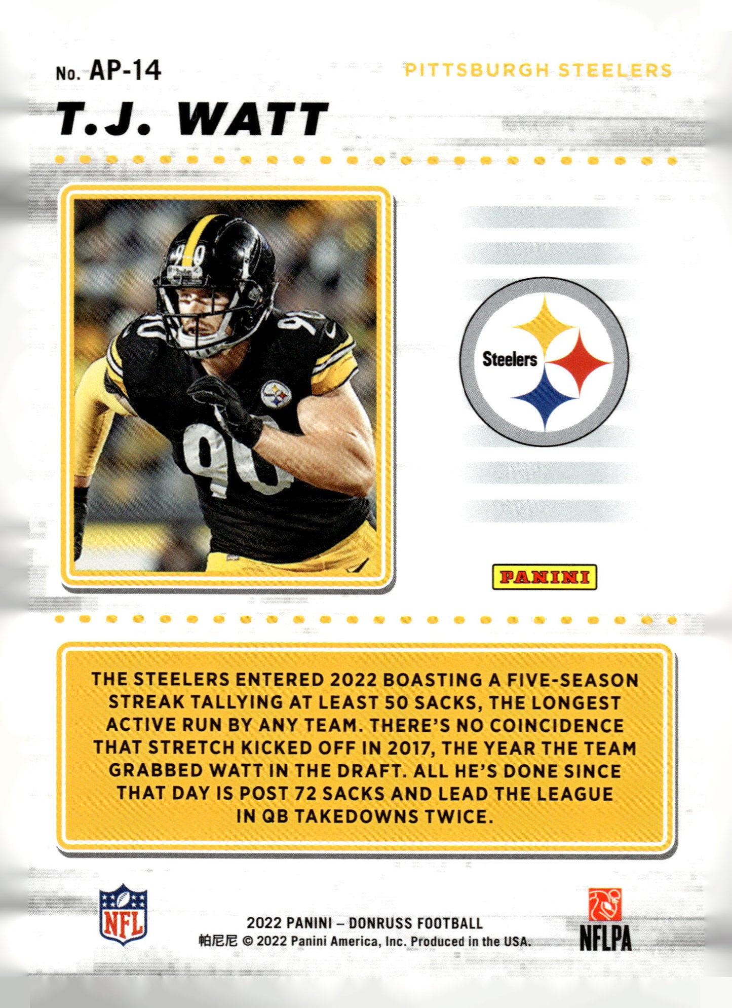 2022 Donruss #AP-14 T.J. Watt Action All-Pros