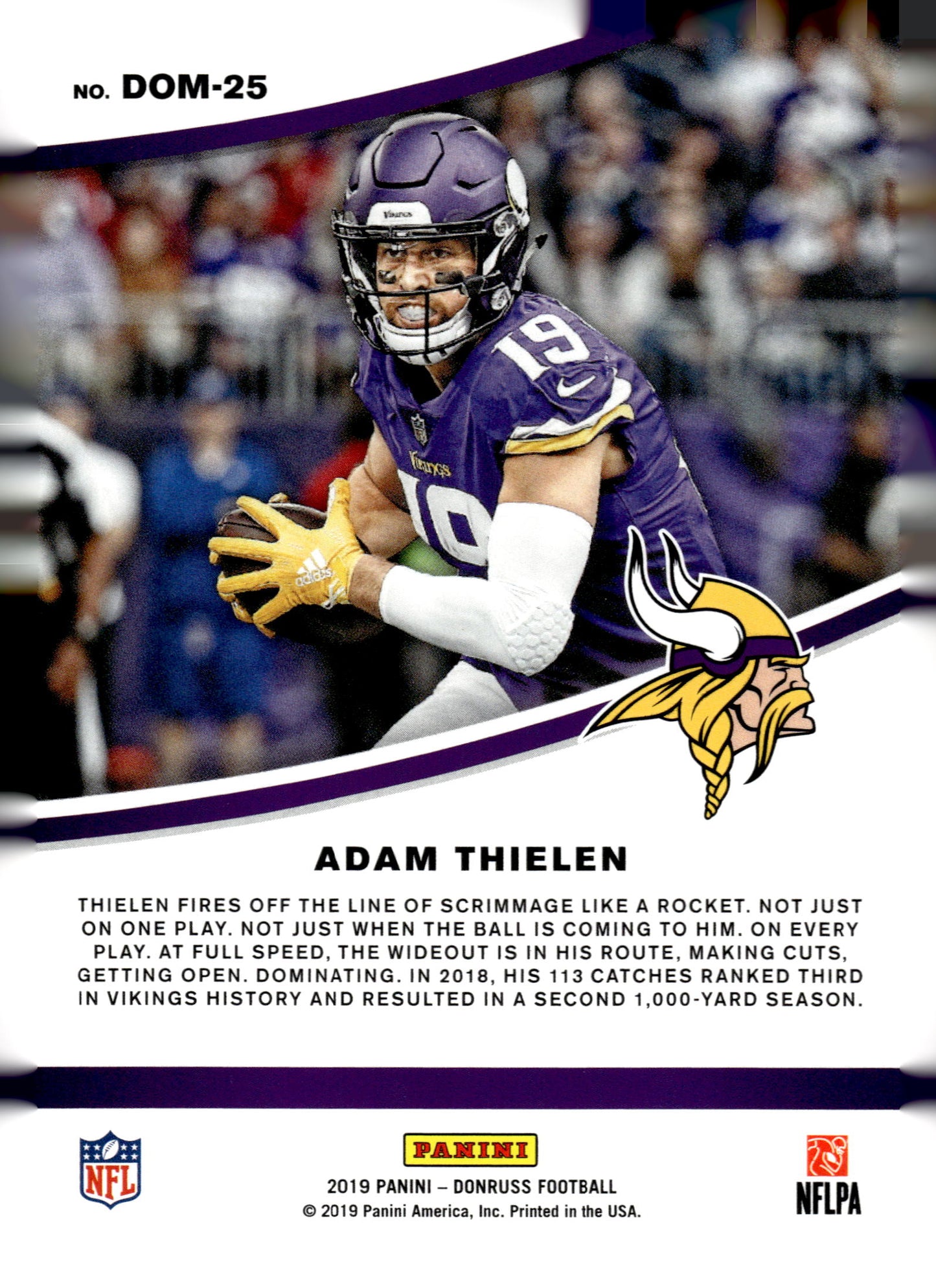 2019 Donruss #DOM-25 Adam Thielen Dominators