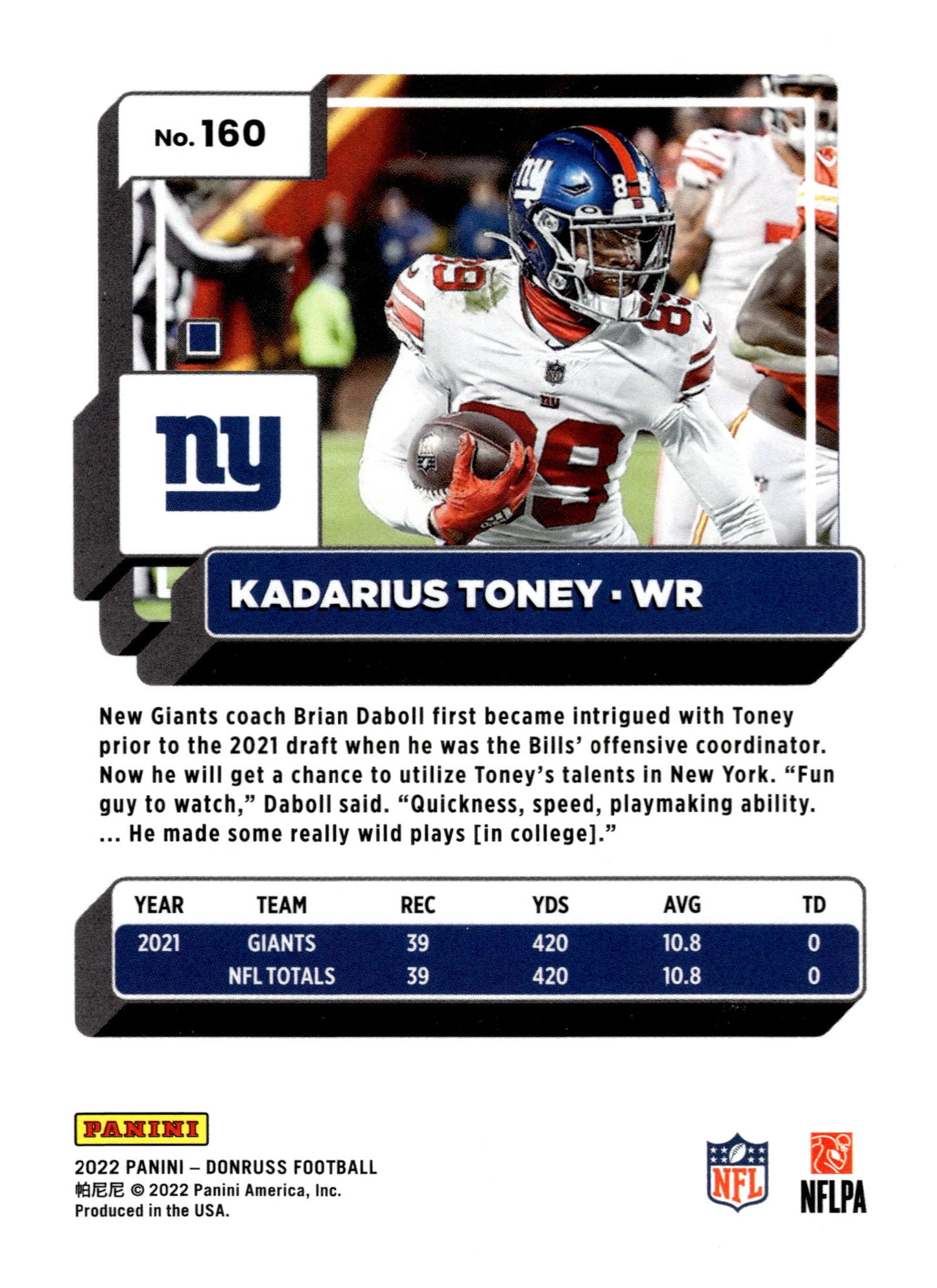 2022 Donruss #160 Kadarius Toney Red Press Proof
