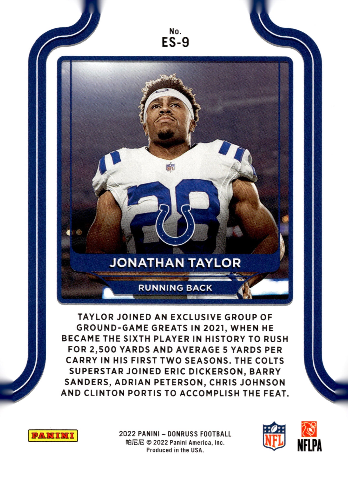 2022 Donruss #ES-9 Jonathan Taylor The Elite Series