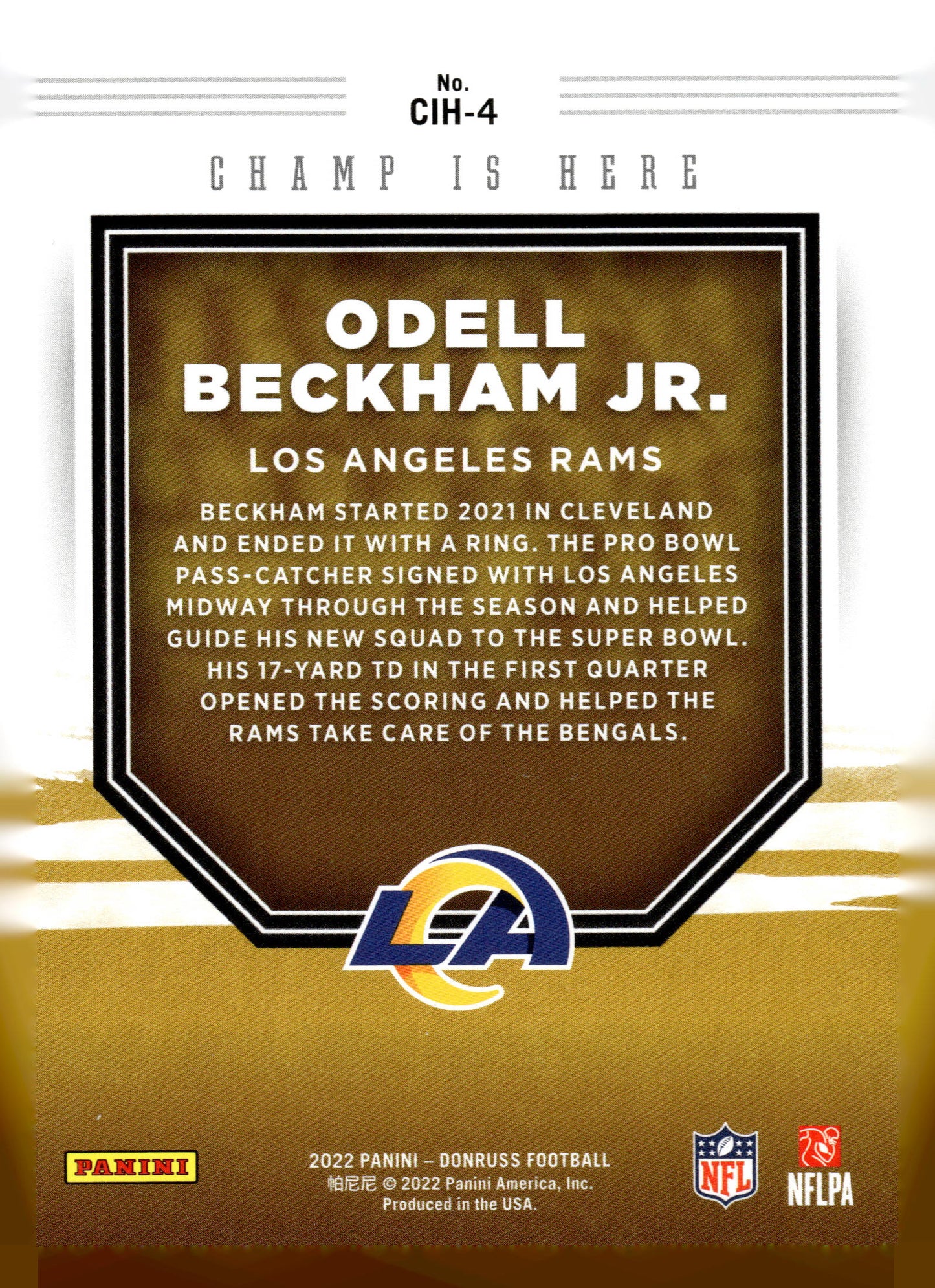 2022 Donruss #CIH-4 Odell Beckham Jr. Champ is Here