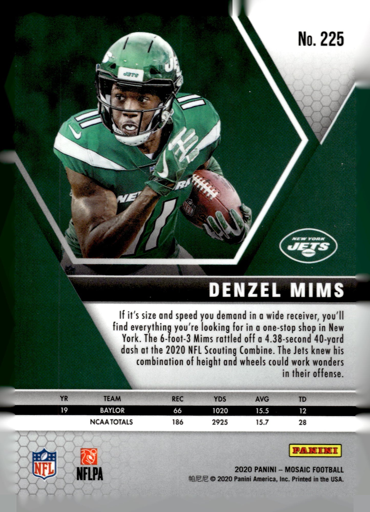 2020 Panini Mosaic #225 Denzel Mims