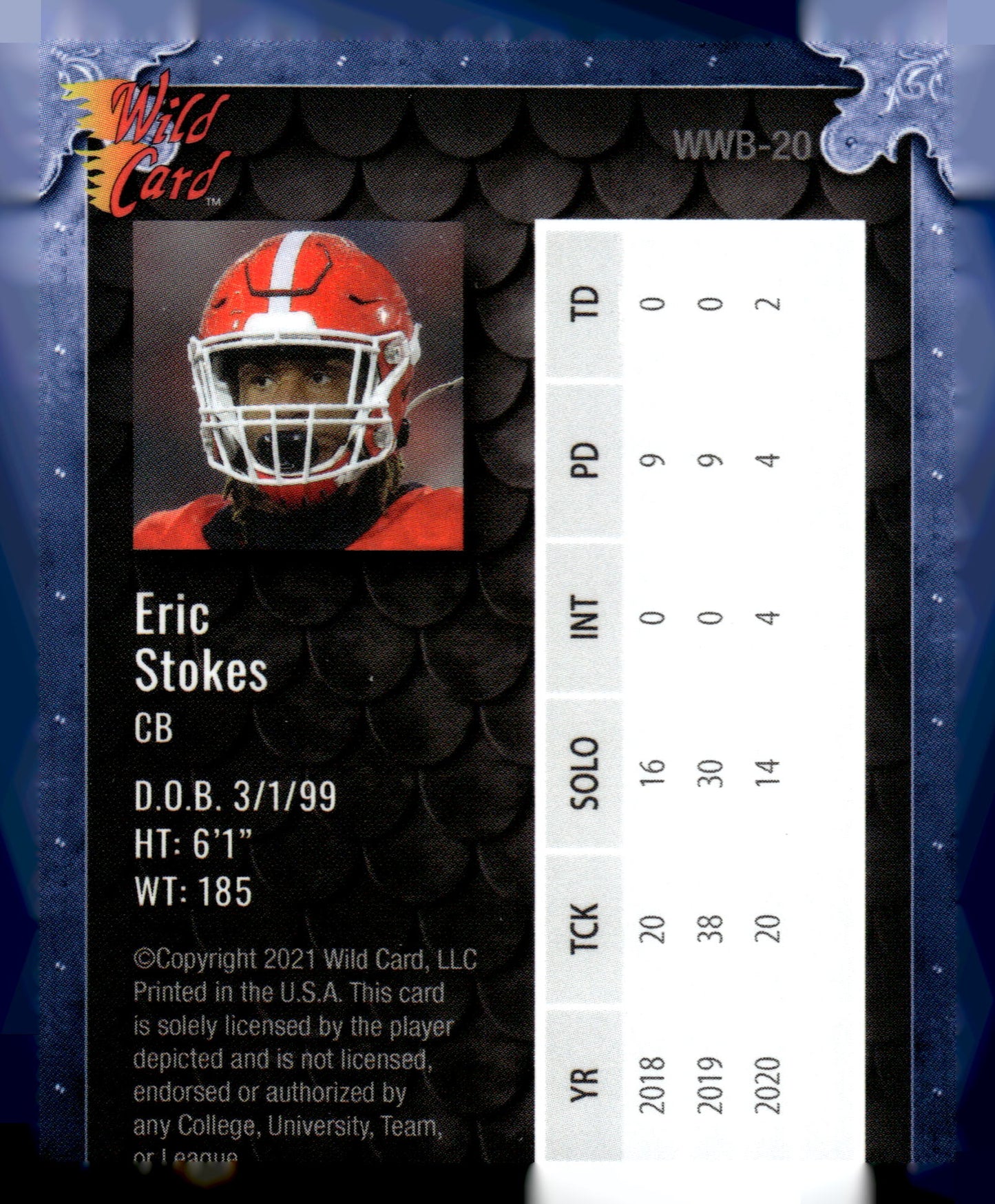 2021 Wild Card Matte #WWB-20 Eric Stokes Weekend Warrior