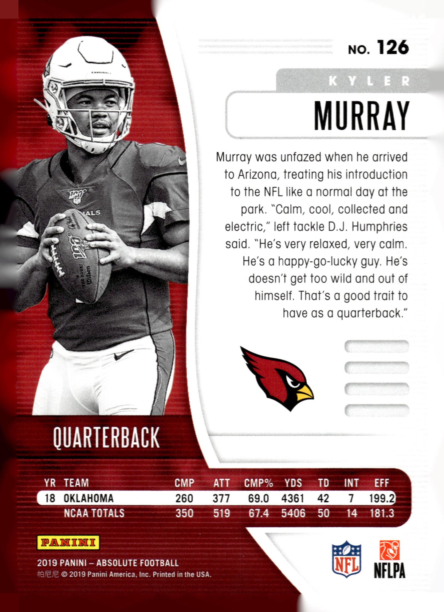 2019 Panini Absolute #126 Kyler Murray Retail