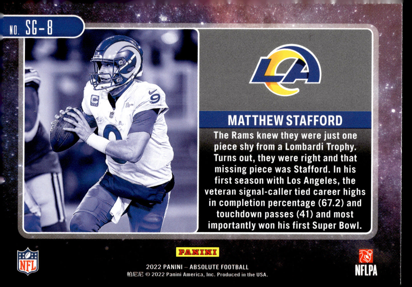 2022 Panini Absolute #SG-8 Matthew Stafford Star Gazing