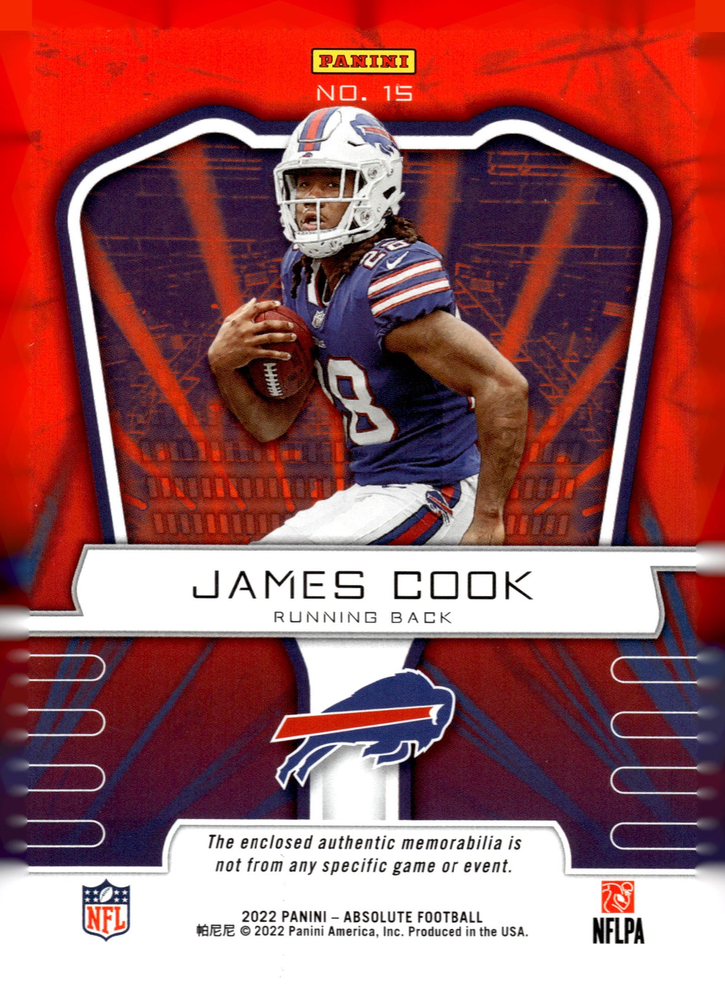 2022 Panini Absolute #15 James Cook War Room Materials #/99