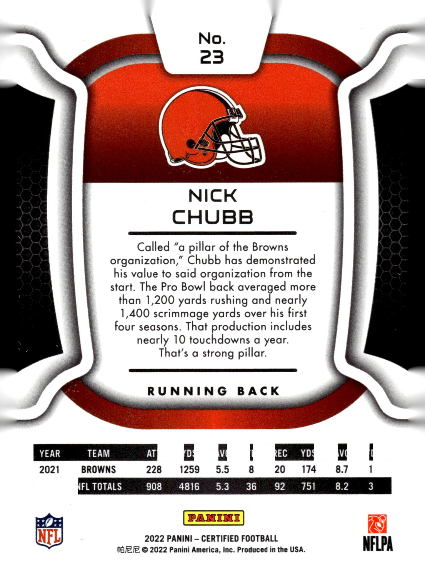 2022 Panini Certified #23 Nick Chubb Mirror #/349