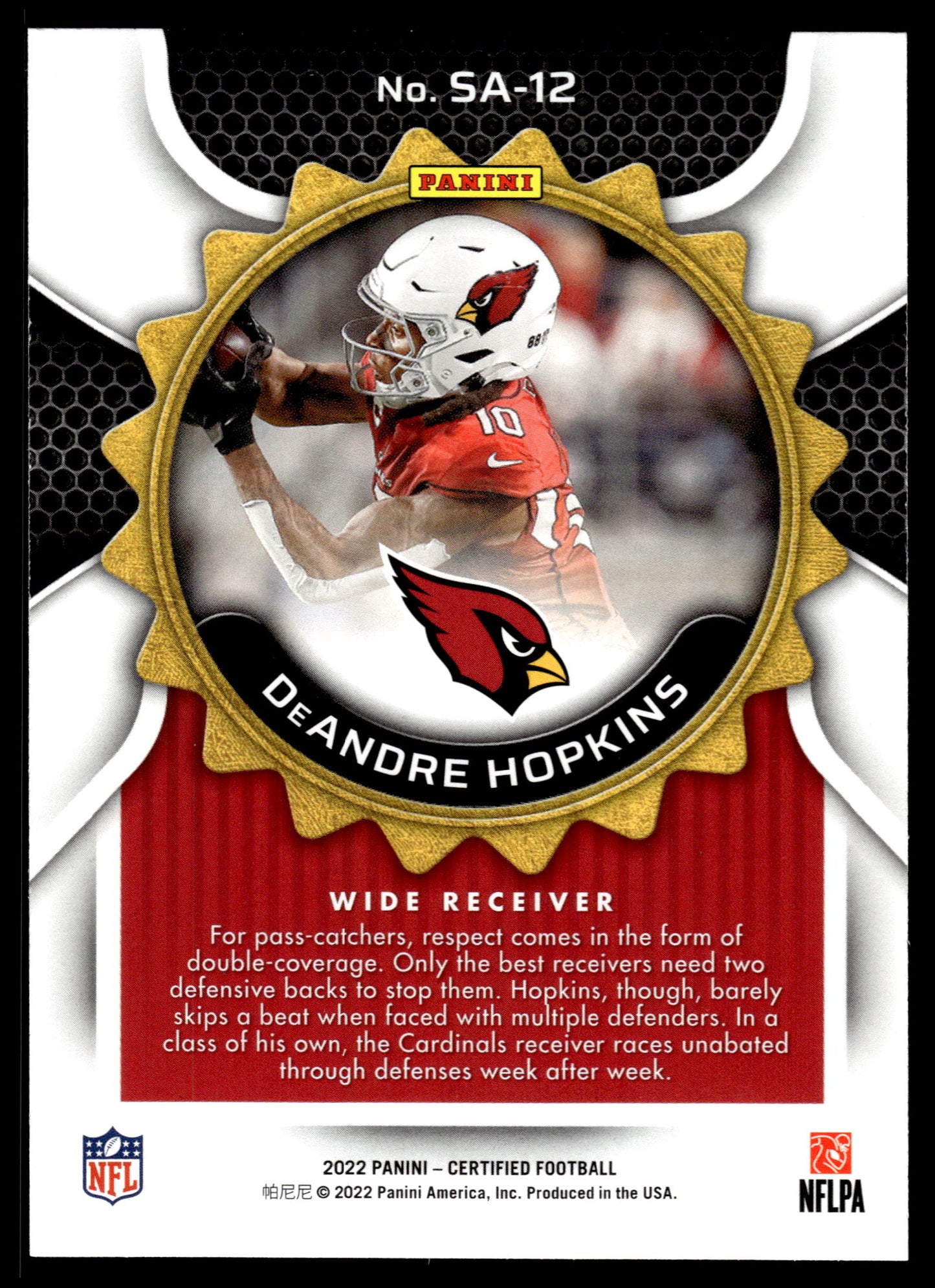 2022 Panini Certified #SA-12 DeAndre Hopkins Seal of Approval