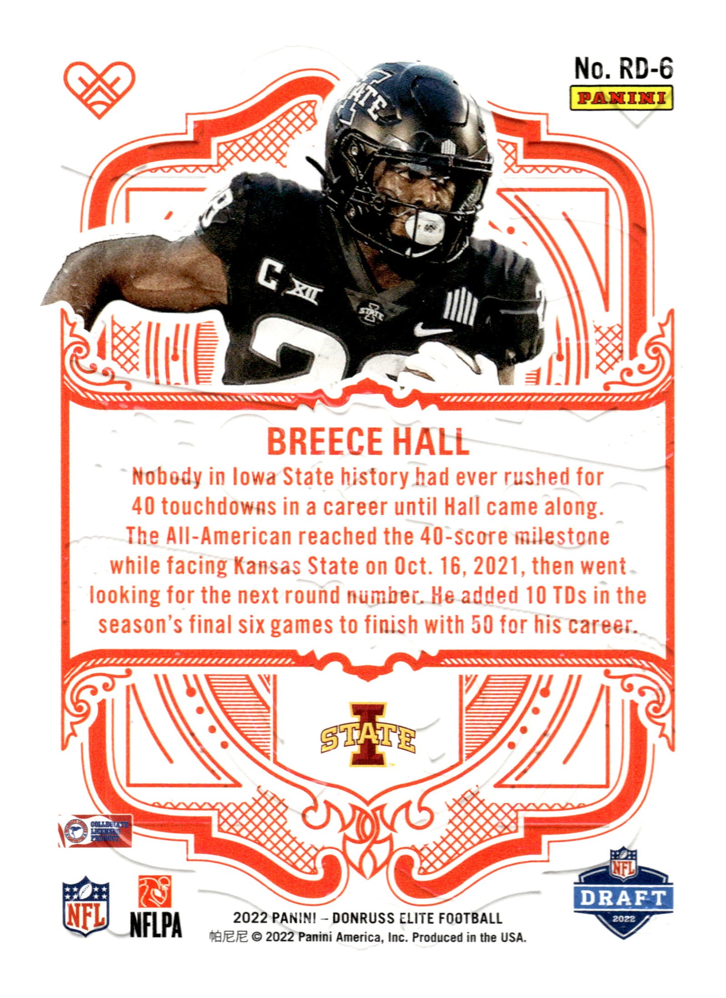 2022 Donruss Elite #RD-6 Breece Hall Rookie on Deck