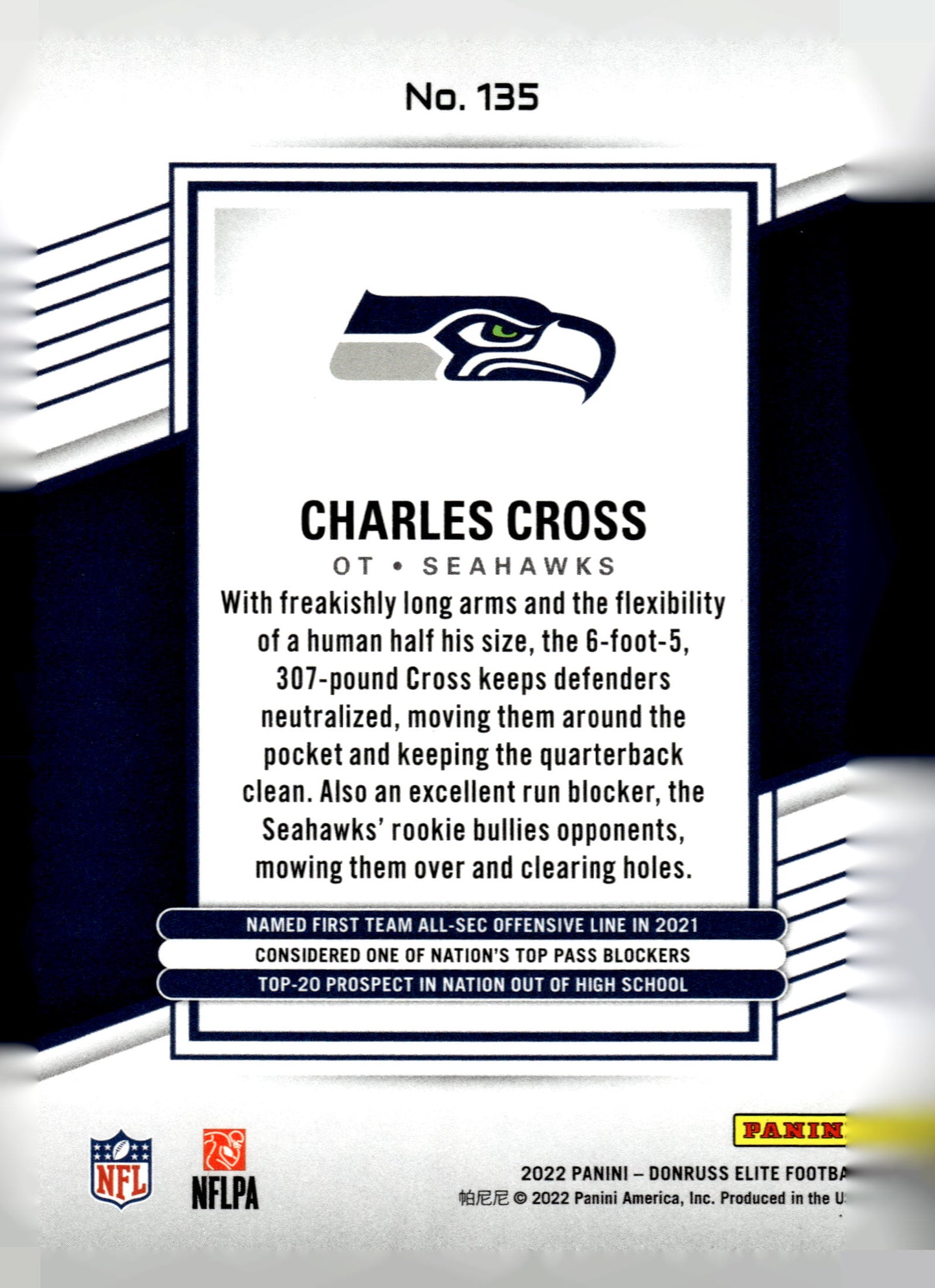 2022 Donruss Elite #135 Charles Cross Orange #/49