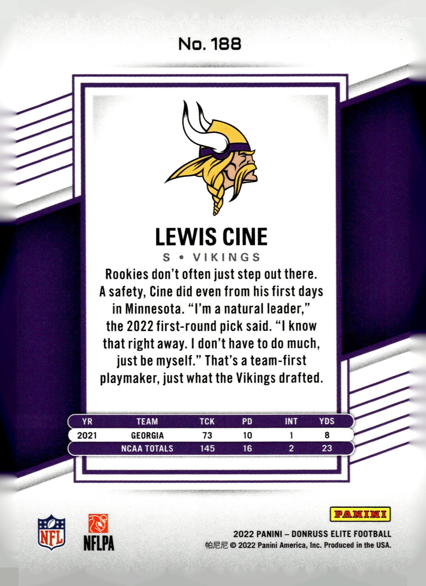 2022 Donruss Elite #188 Lewis Cine #/999
