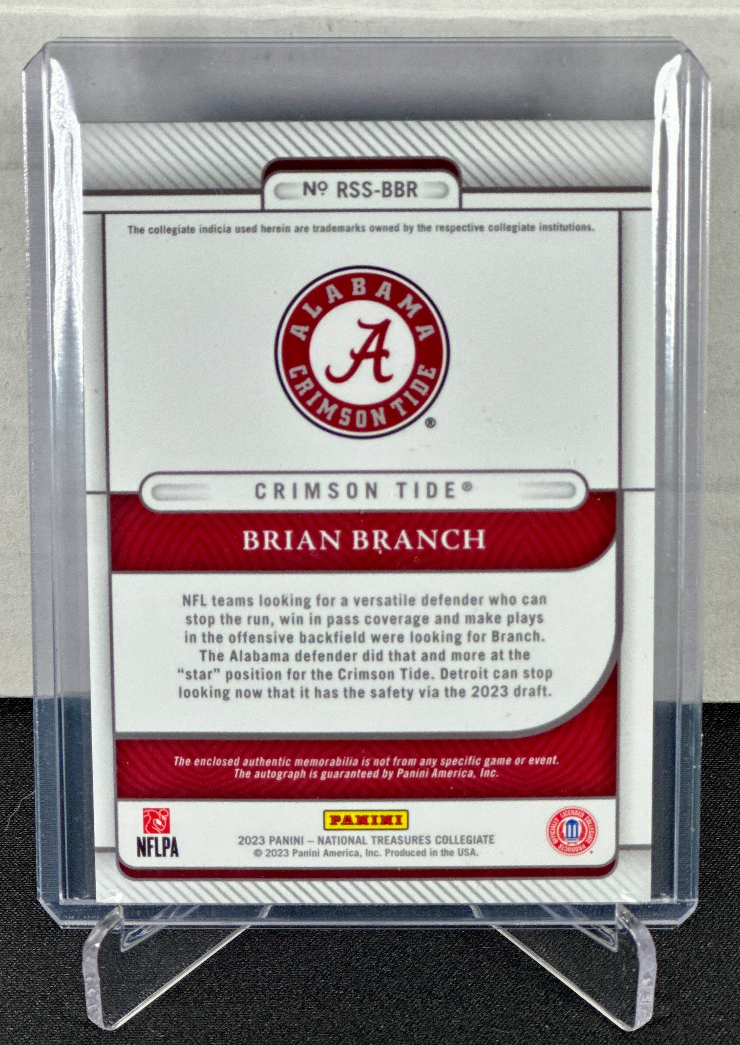 2023 National Treasure Rookie Silhouettes Signatures Brian Branch #/99