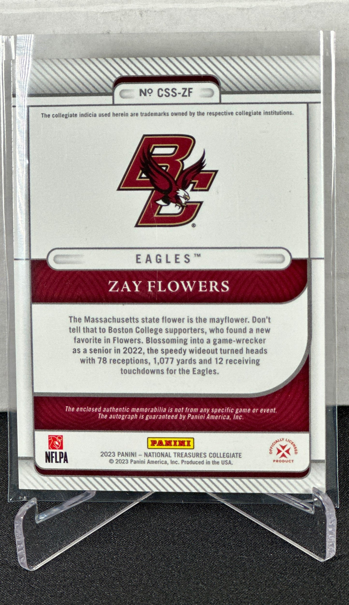 2023 National Treasure College Silhouettes Signatures Zay Flowers #/39