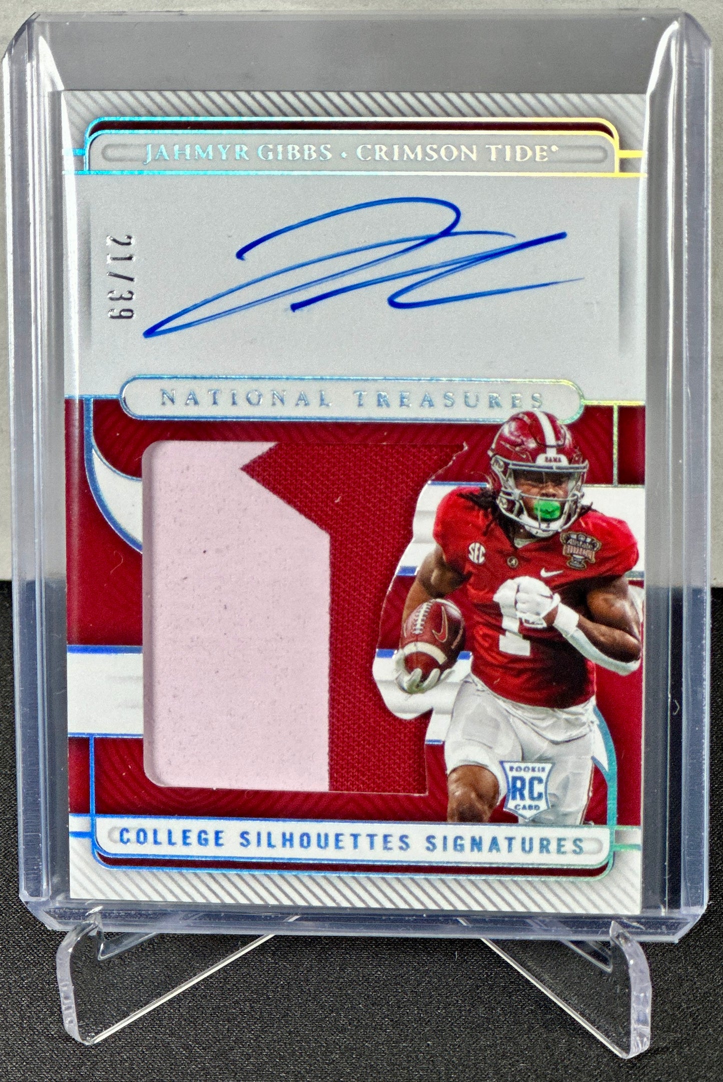 2023 National Treasures College Silhouette Signatures Jahmyr Gibbs #/39