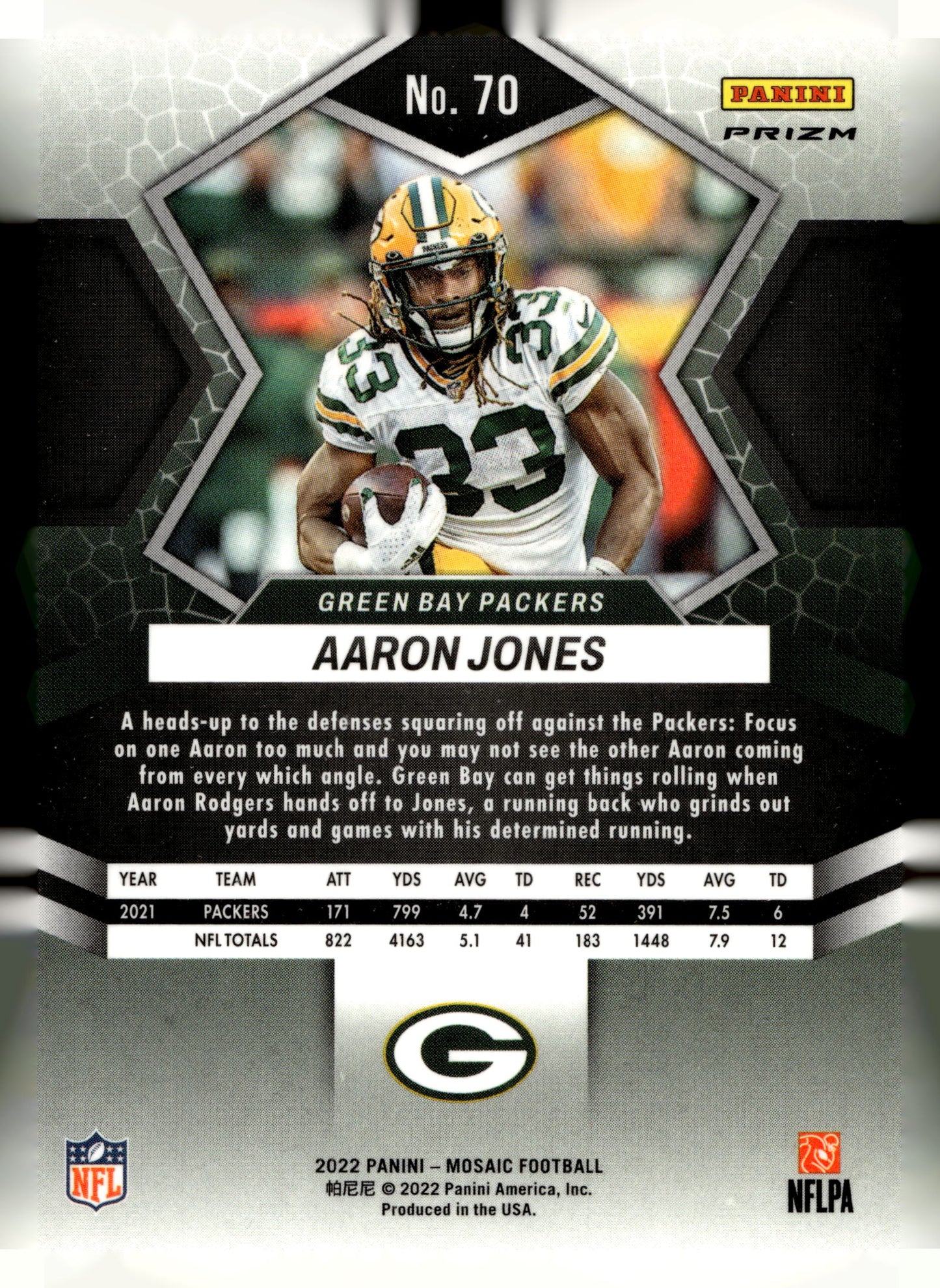 2022 Panini Mosaic #70 Aaron Jones Silver