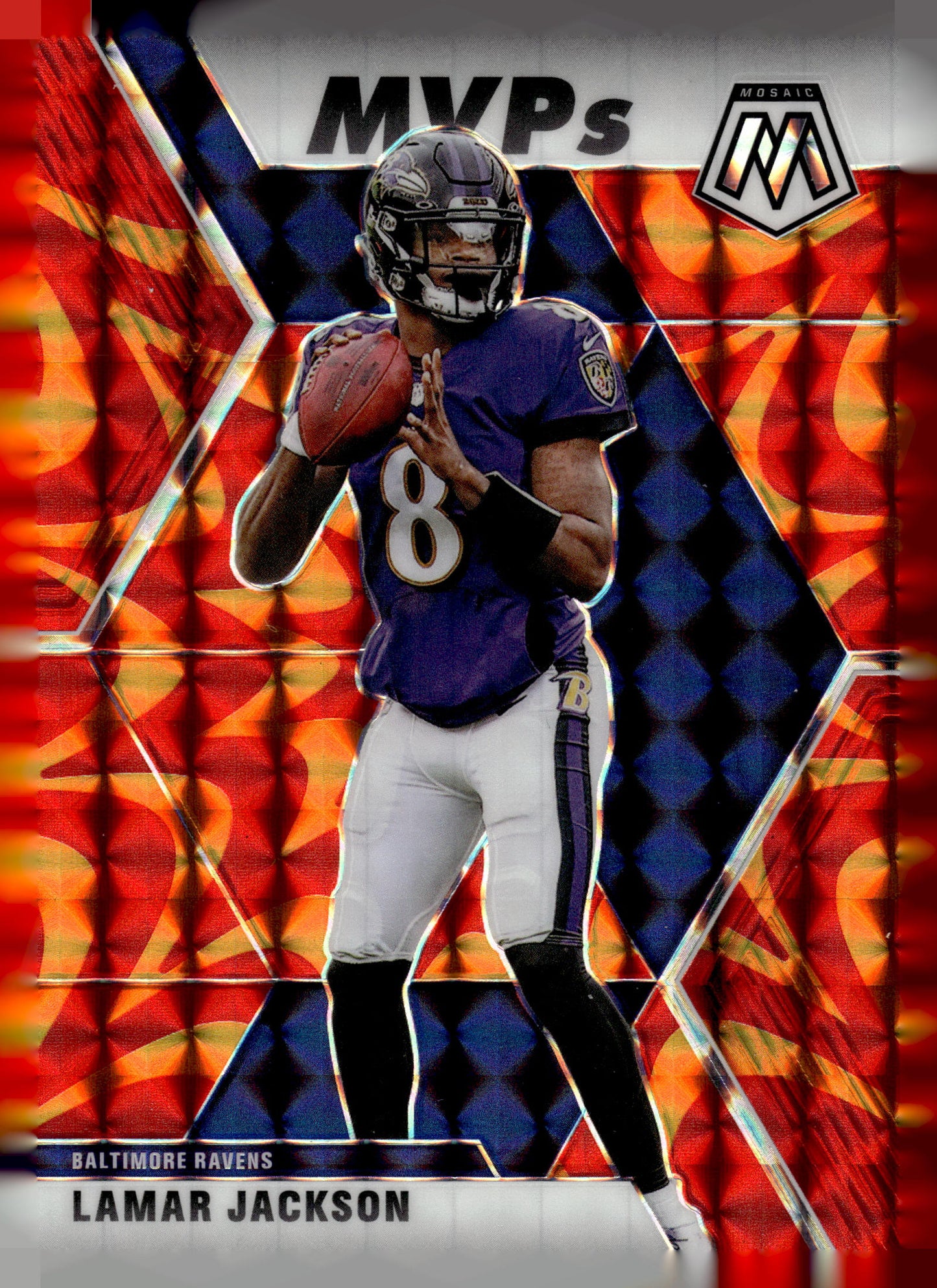 2020 Panini Mosaic #296 Lamar Jackson Prizm Reactive Orange