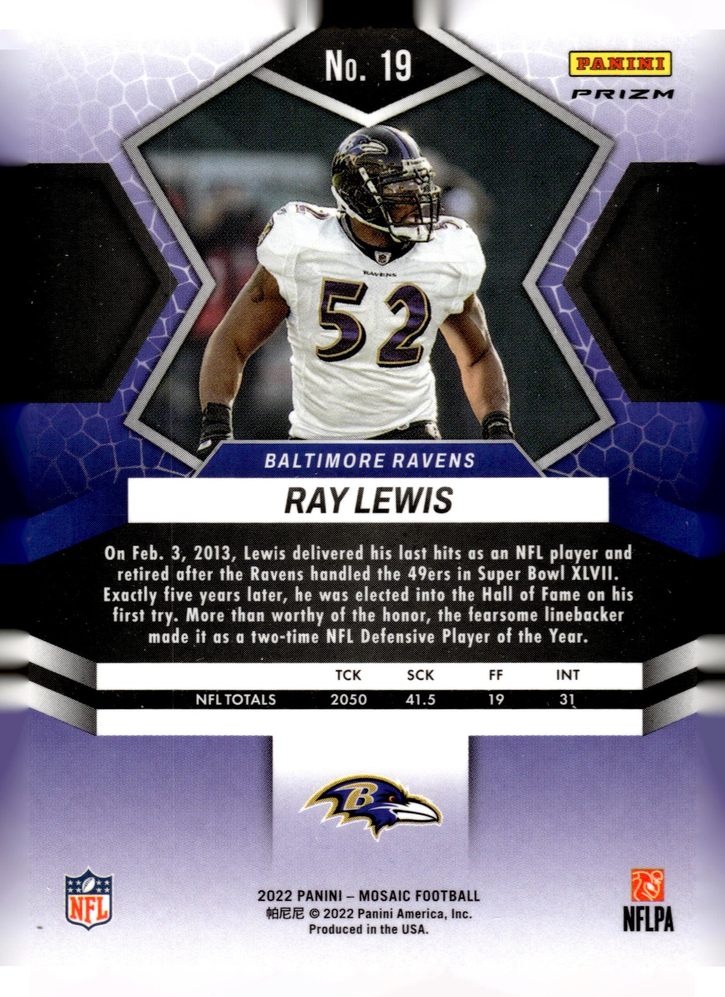 2022 Panini Mosaic #19 Ray Lewis Silver