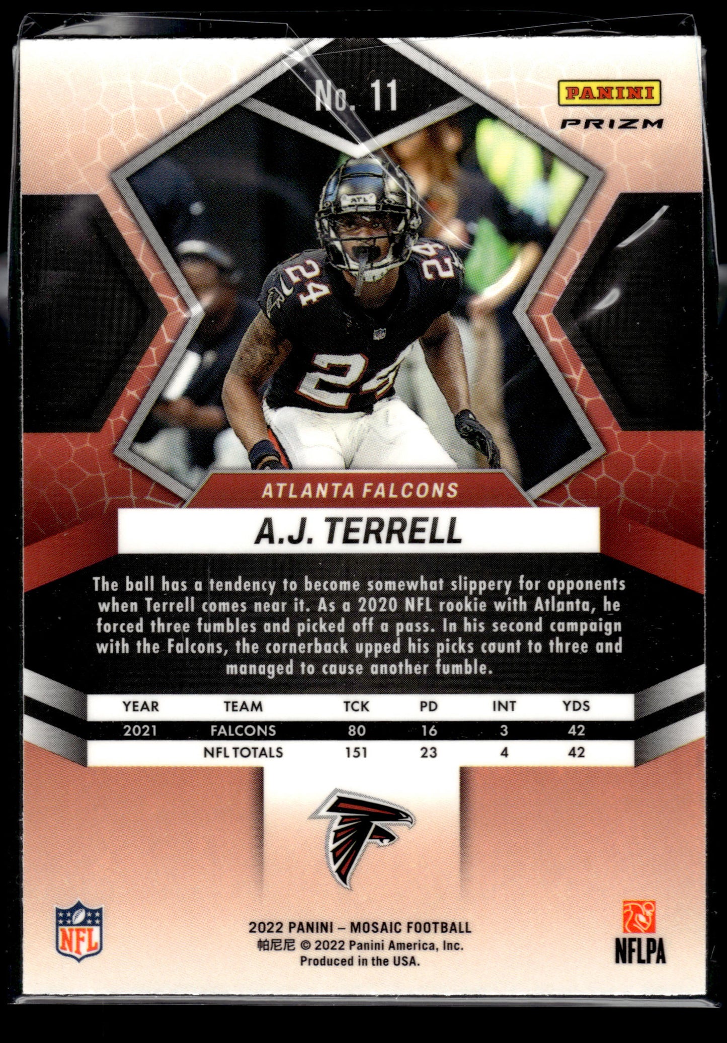 2022 Panini Mosaic #11 A.J. Terrell Mosaic Reactive Orange