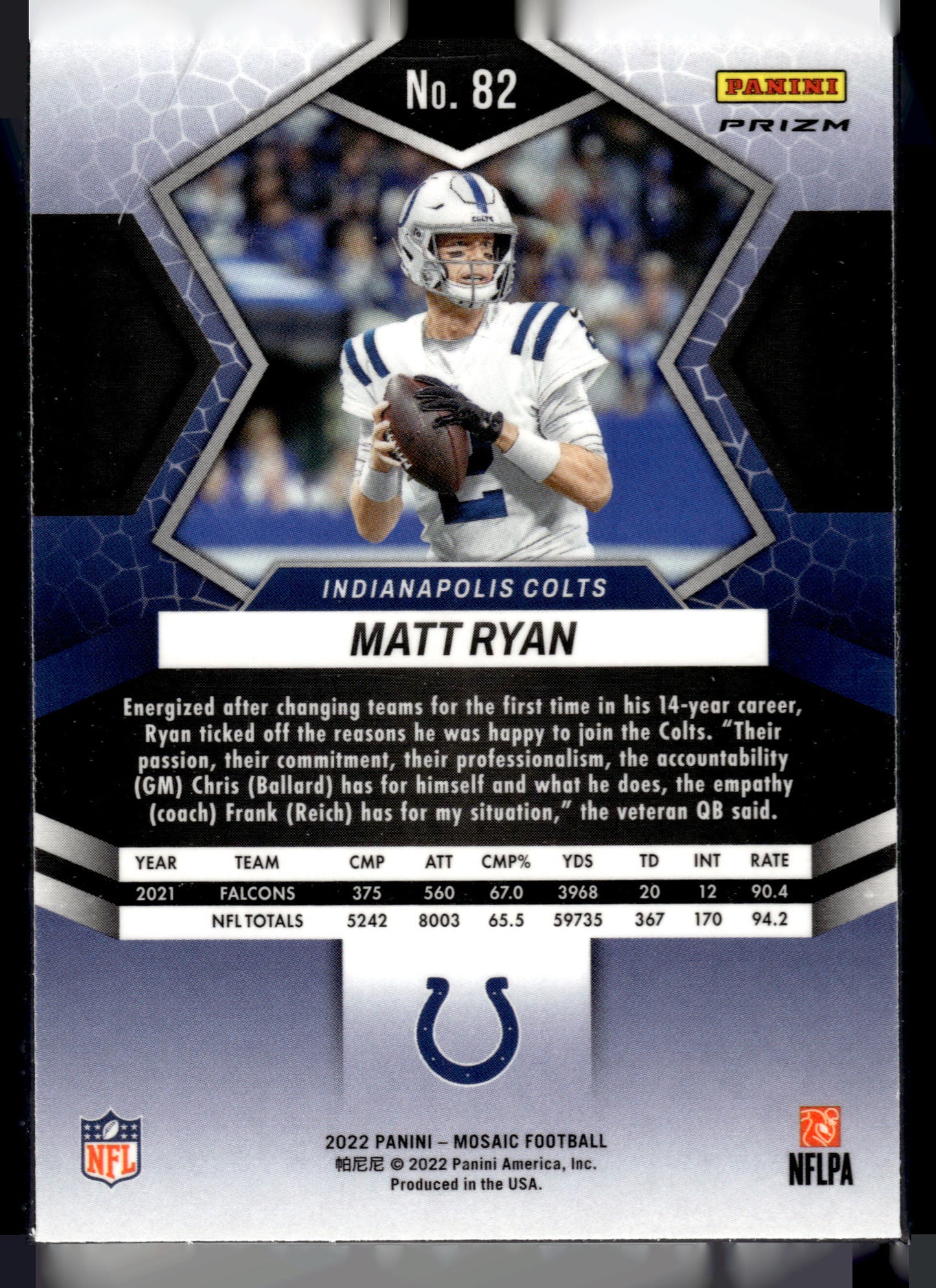 2022 Panini Mosaic #82 Matt Ryan Mosaic Camo Pink