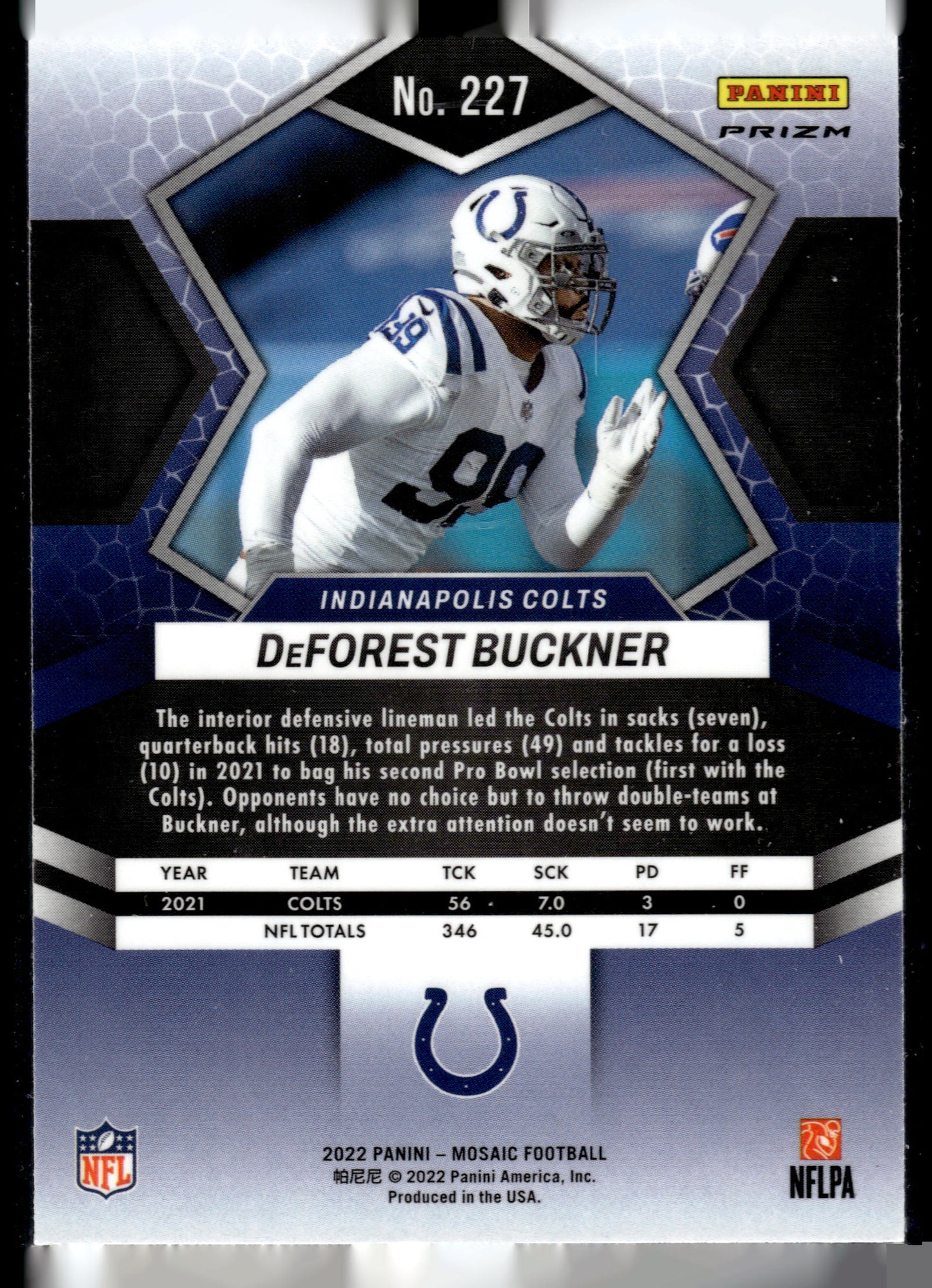 2022 Panini Mosaic #227 DeForest Buckner Mosaic Camo Pink