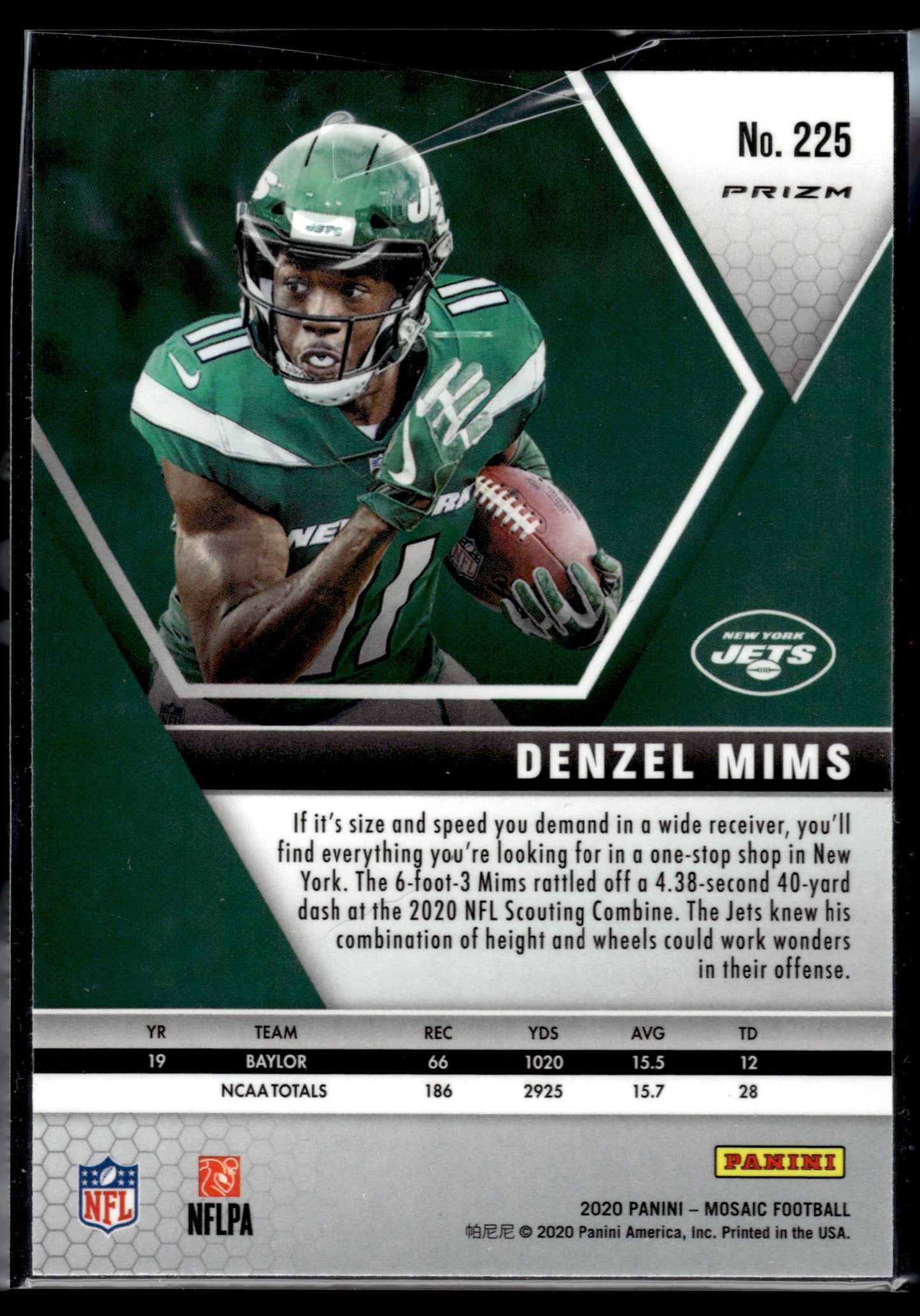 2020 Panini Mosaic #225 Denzel Mims Prizm Reactive Orange