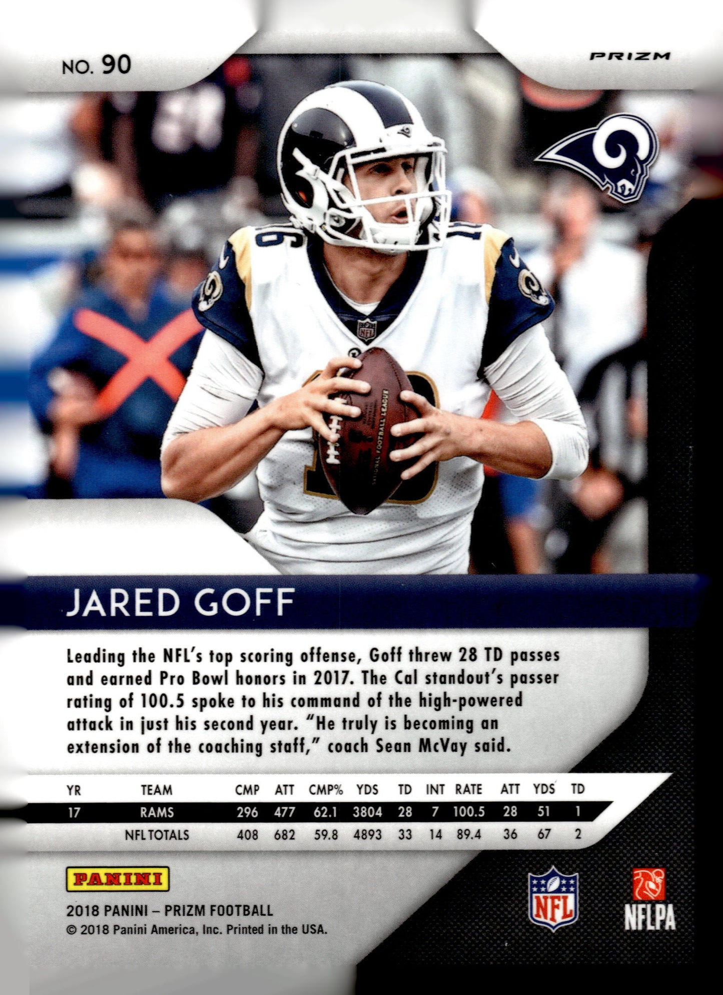 2018 Panini Prizm #90 Jared Goff Prizm Red White and Blue