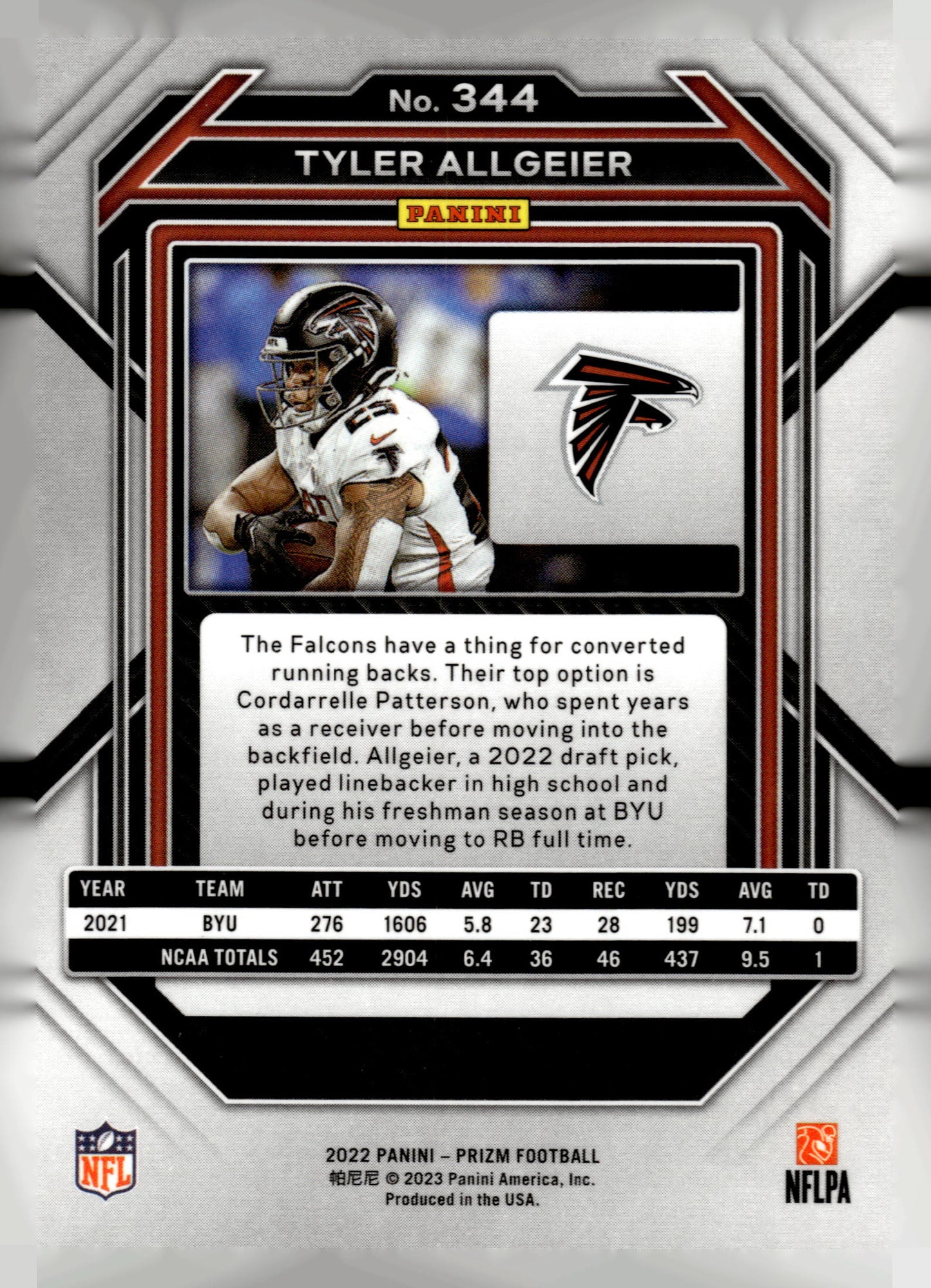 2022 Panini Prizm #344 Tyler Allgeier