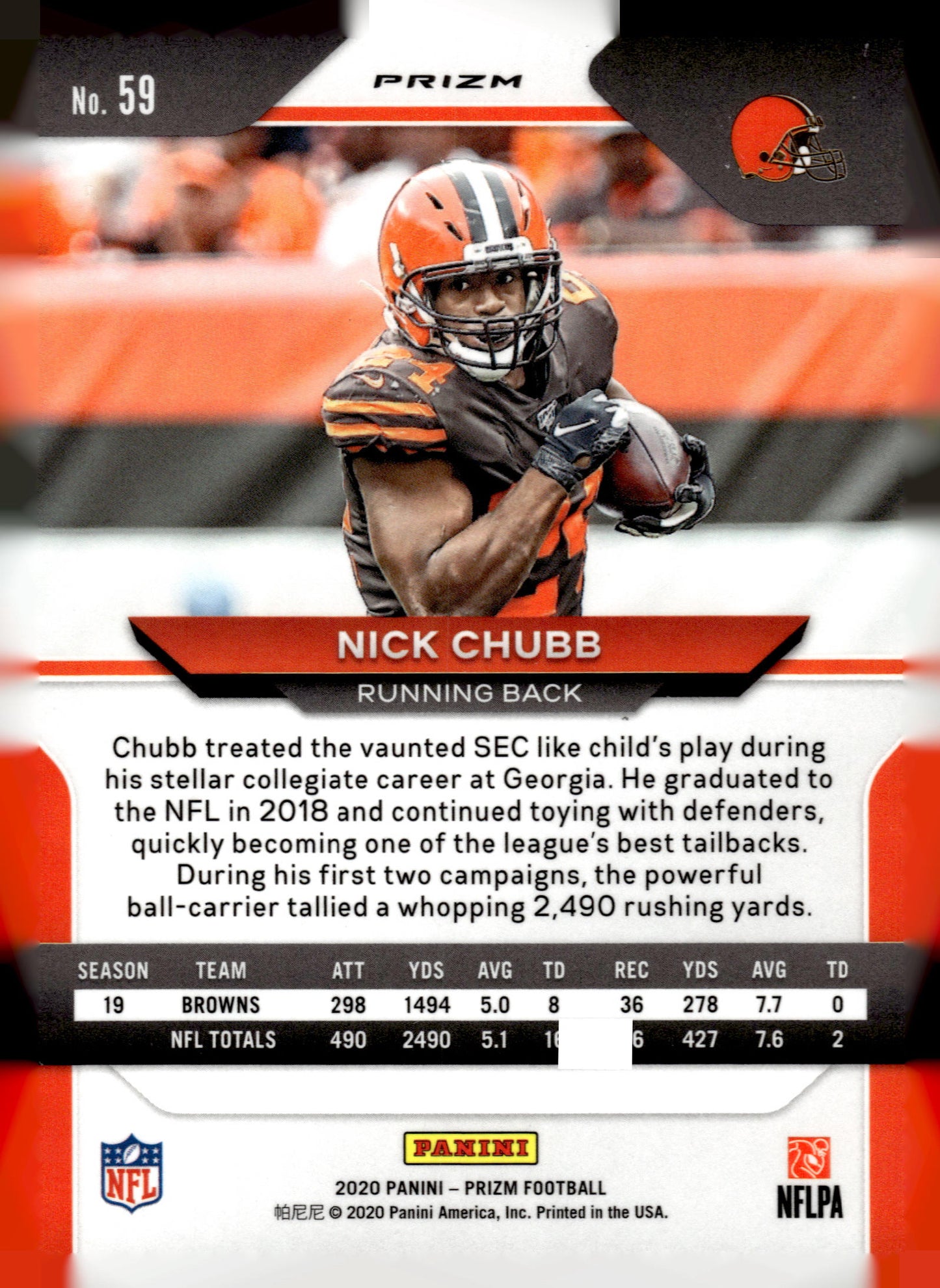 2020 Panini Prizm #59 Nick Chubb