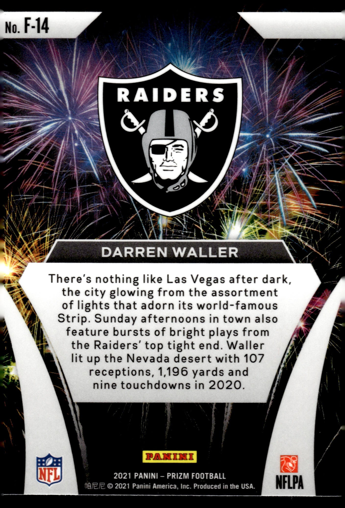 2021 Panini Prizm #F-14 Darren Waller Fireworks