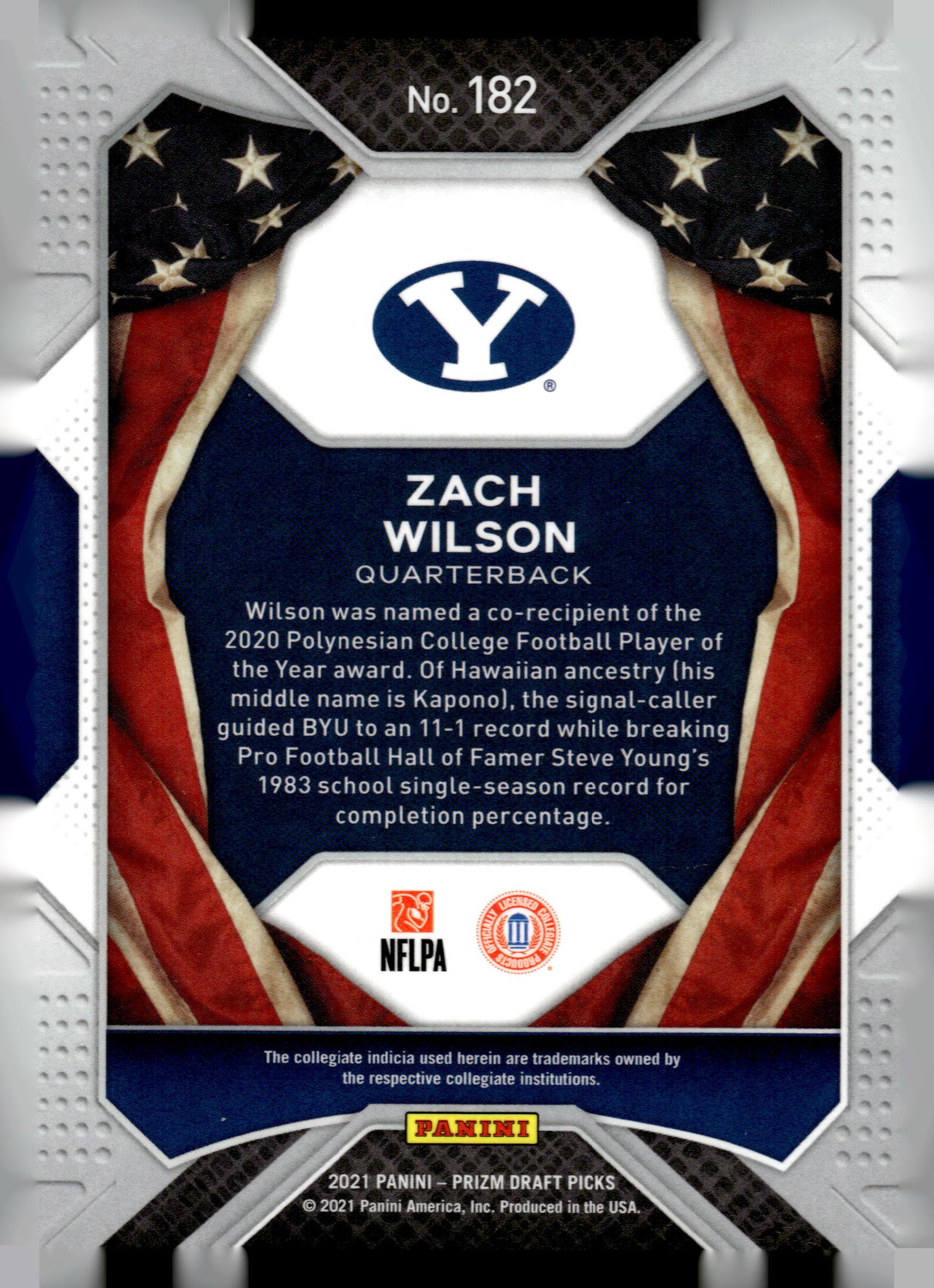 2021 Panini Prizm Draft Picks Collegiate #182 Zach Wilson