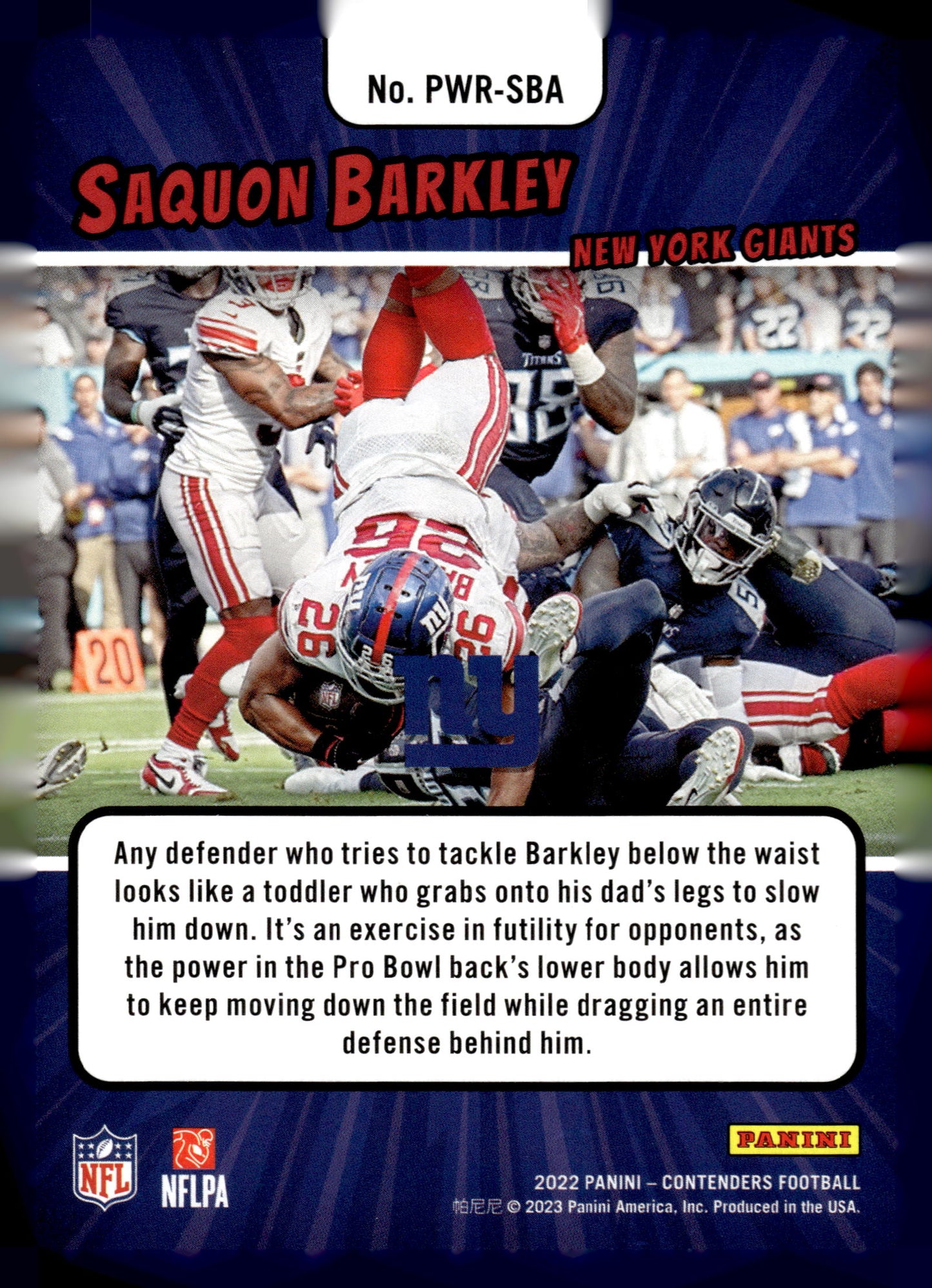 2022 Panini Contenders #PWR-SBA Saquon Barkley Power Players