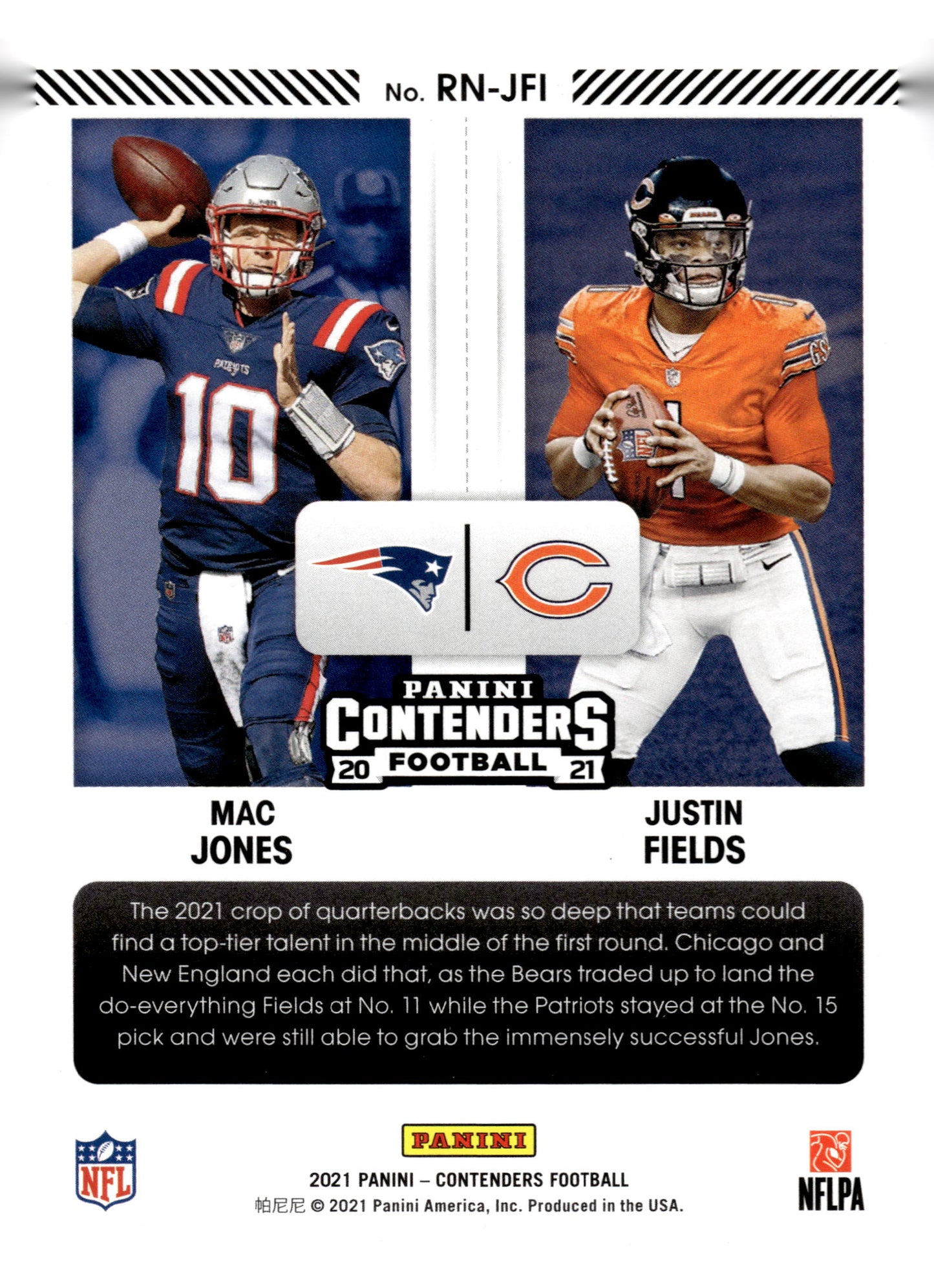 2021 Panini Contenders #RN-JFI Justin Fields / Mac Jones Round Numbers Emerald