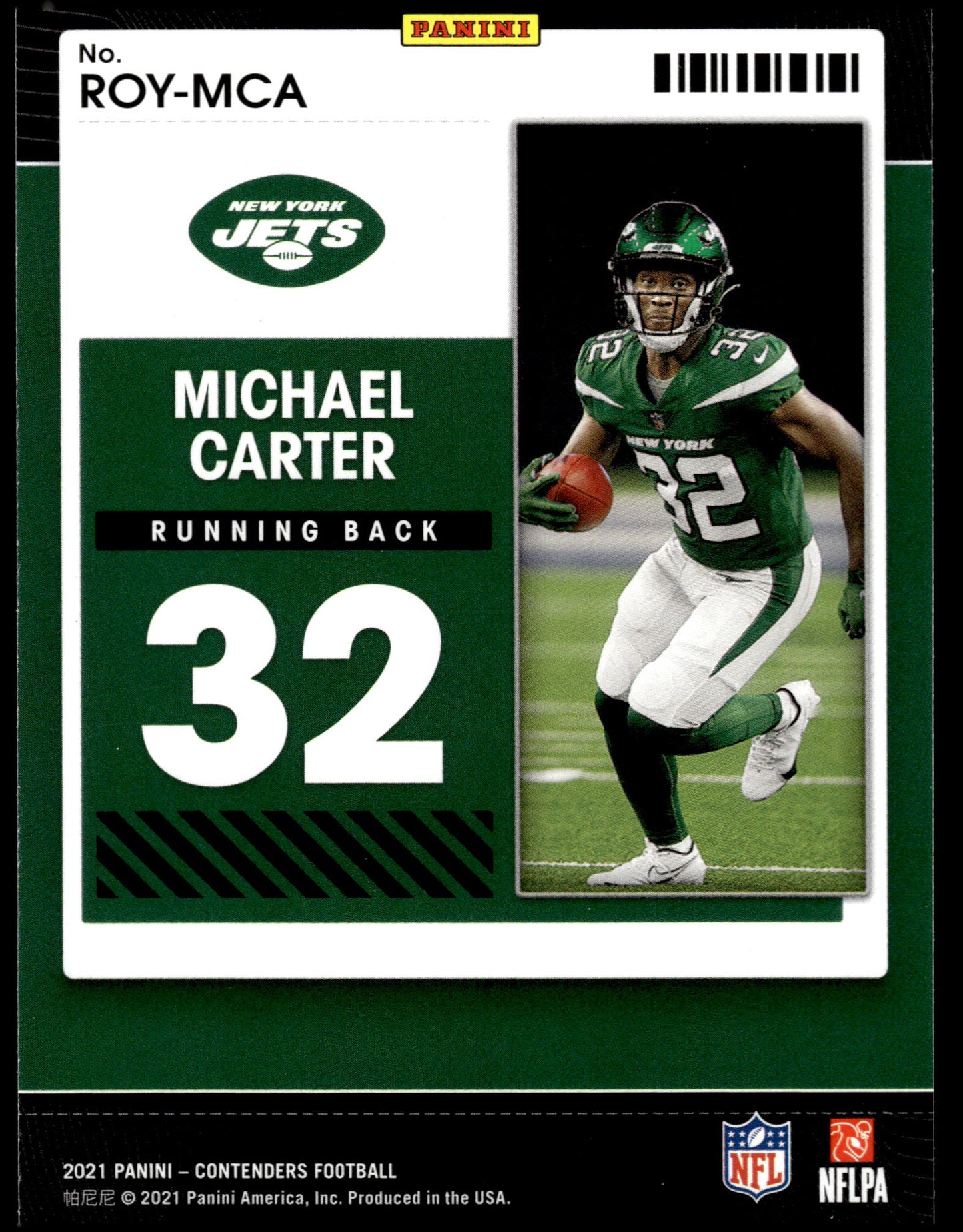 2021 Panini Contenders #ROY-MCA Michael Carter Rookie of the Year Contenders