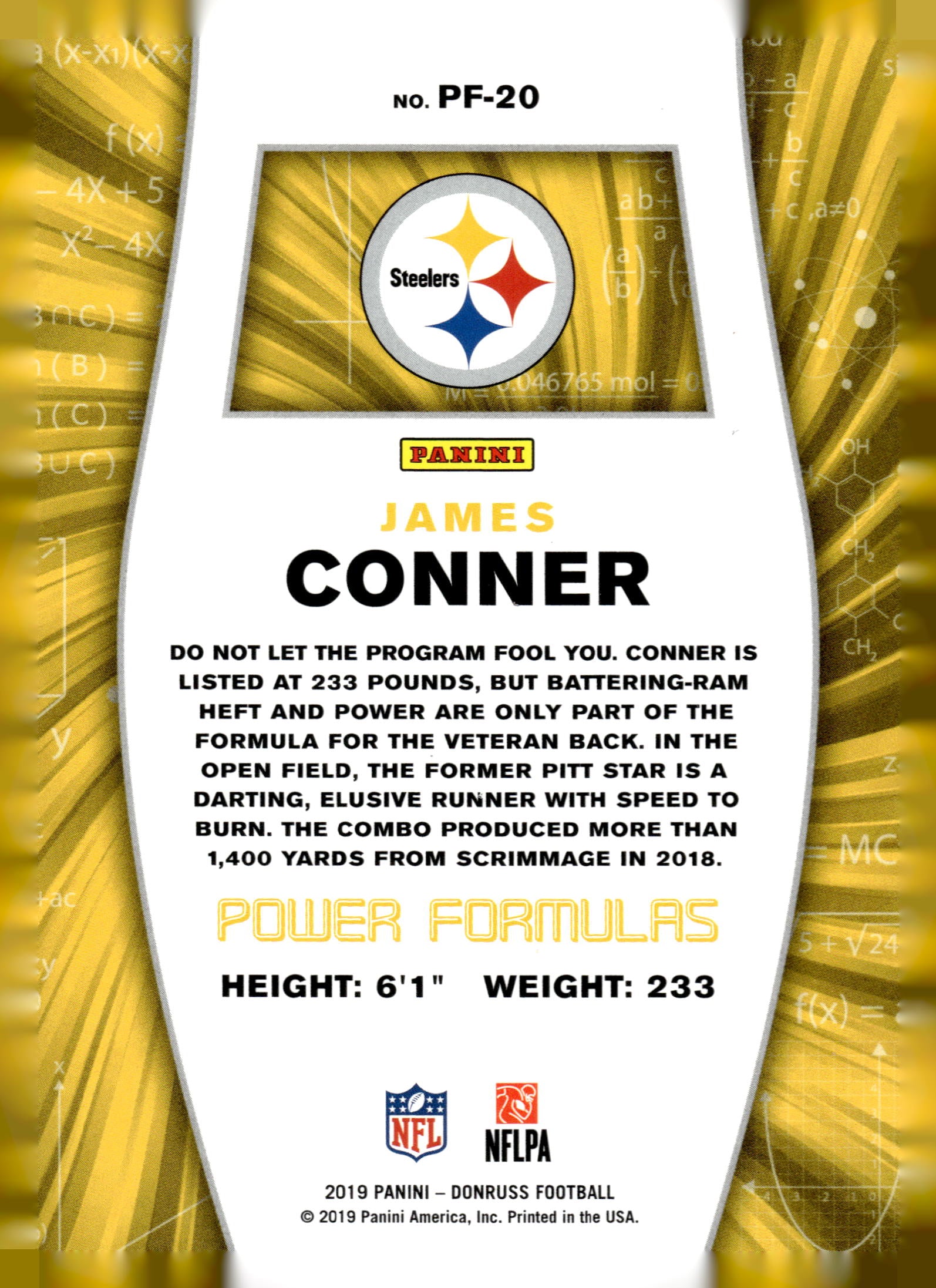 2019 Donruss #PF-20 James Conner Power Formulas