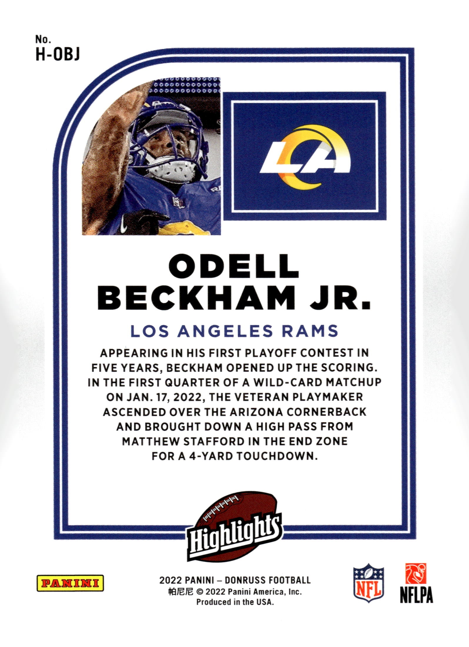 2022 Donruss #H-OBJ Odell Beckham Jr. Highlights