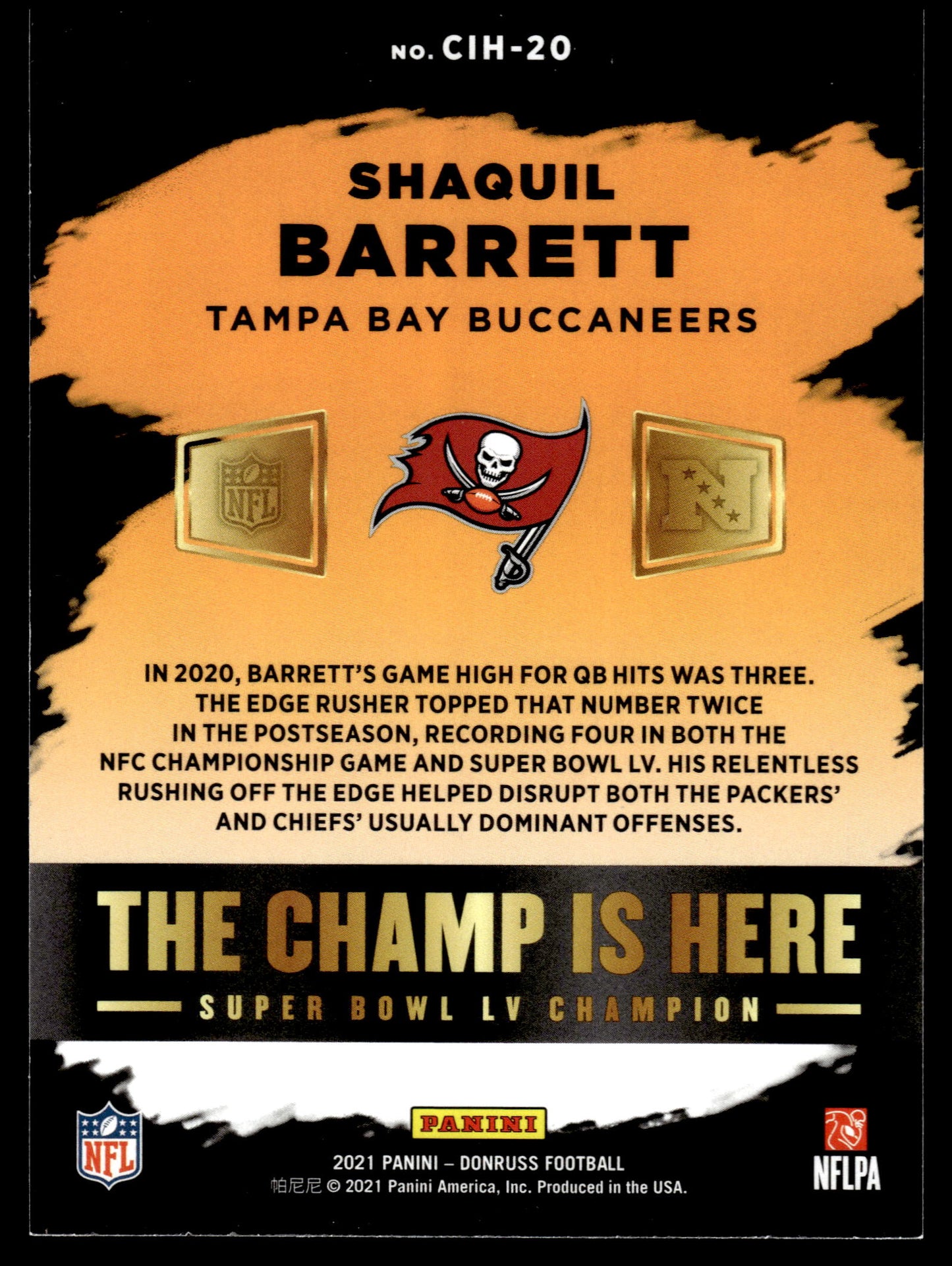 2021 Donruss #CIH-20 Shaquil Barrett The Champ Is Here