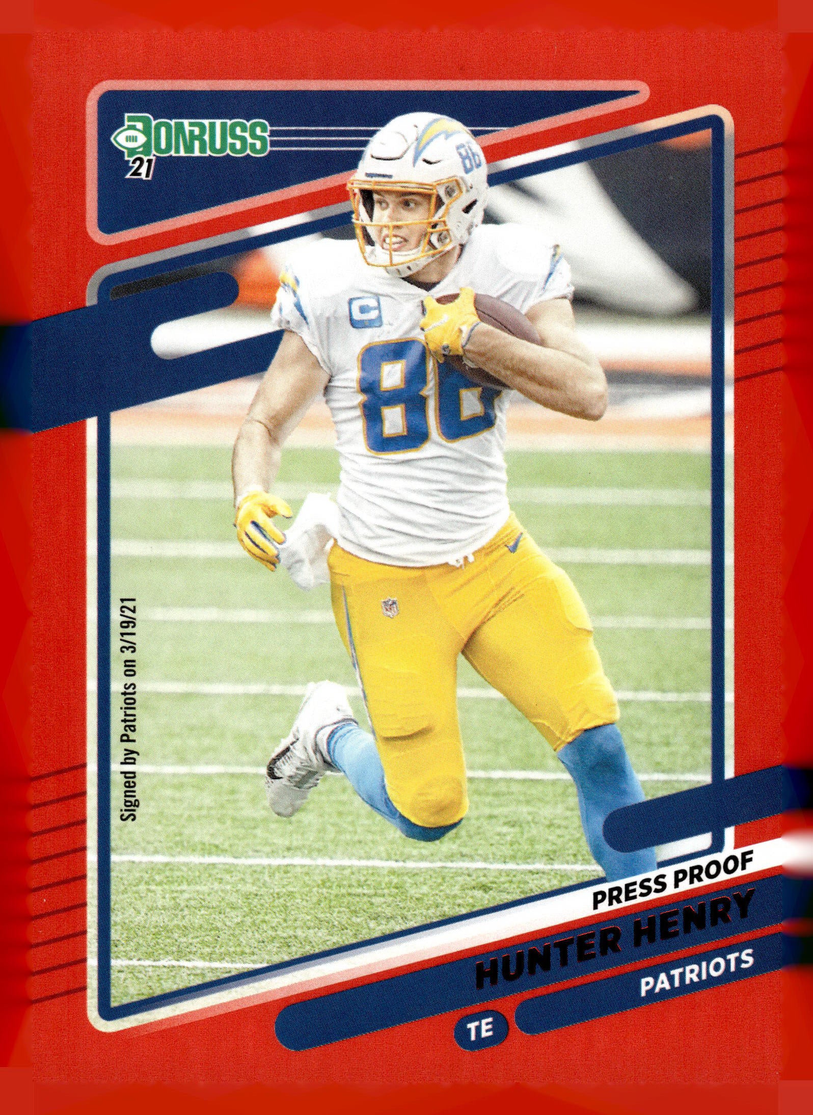 2021 Donruss #48 Hunter Henry Press Proof Red