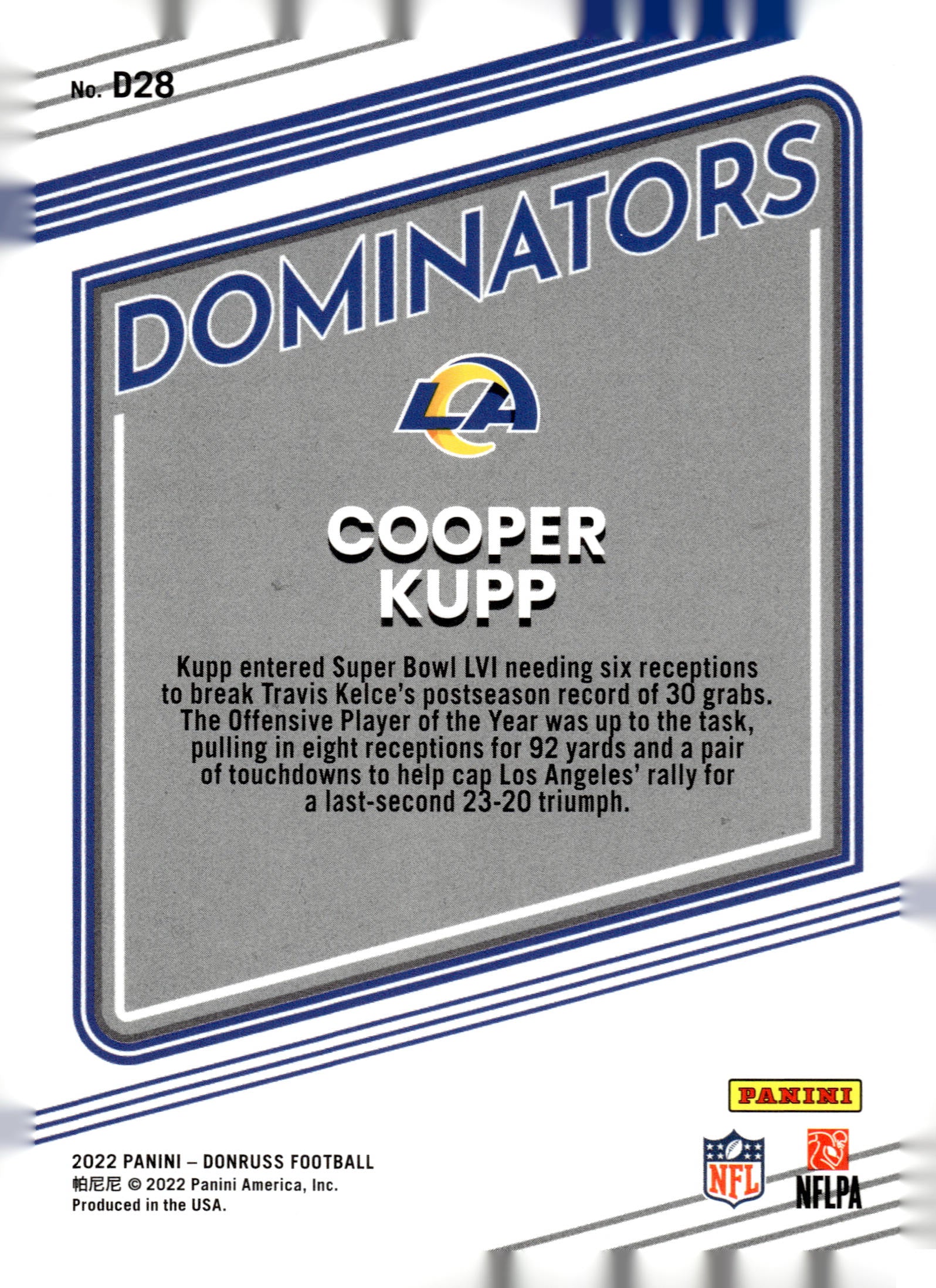 2022 Donruss #D28 Cooper Kupp Dominators