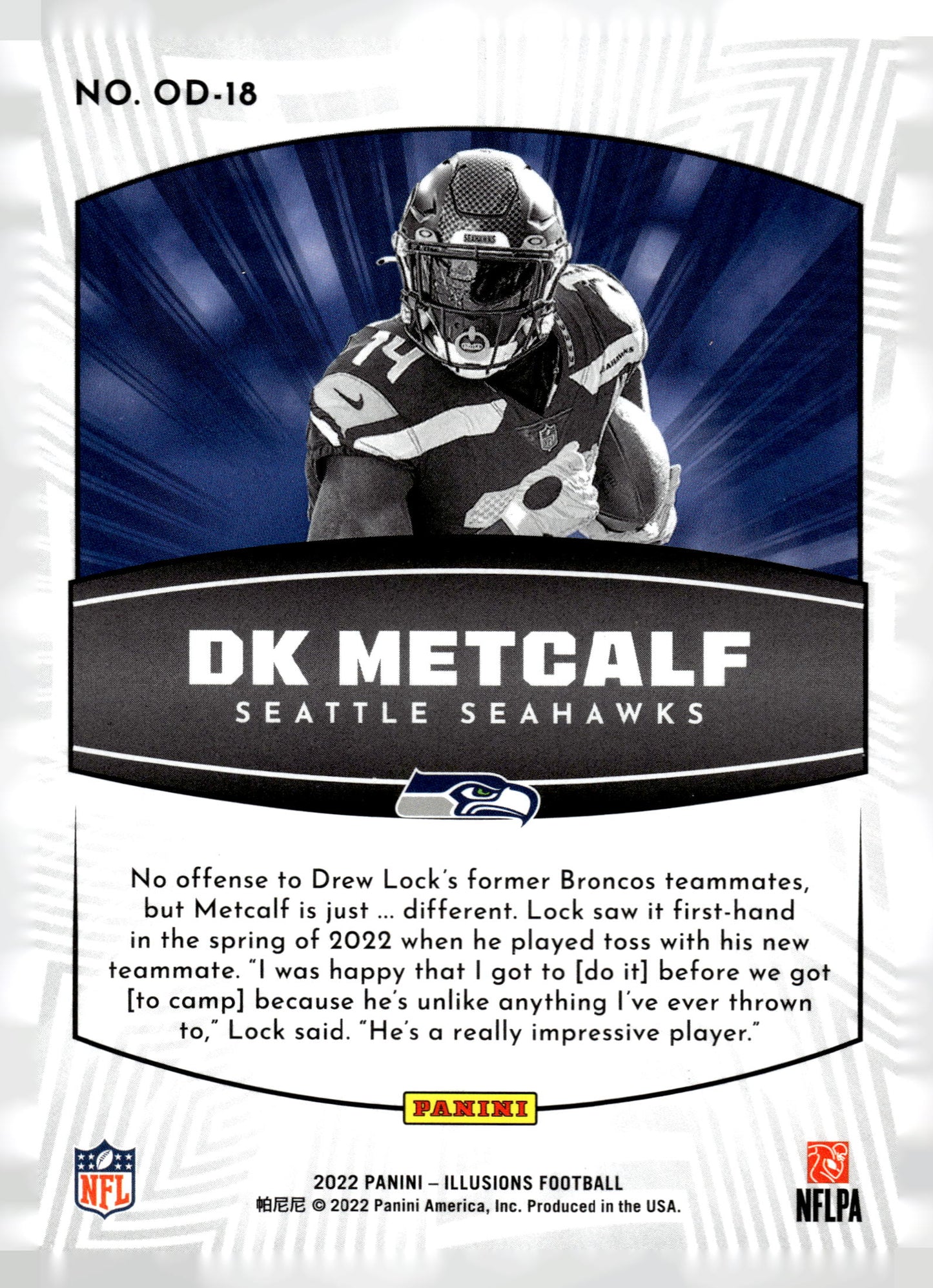 2022 Panini Illusions #OD-18 DK Metcalf Operation Detonation