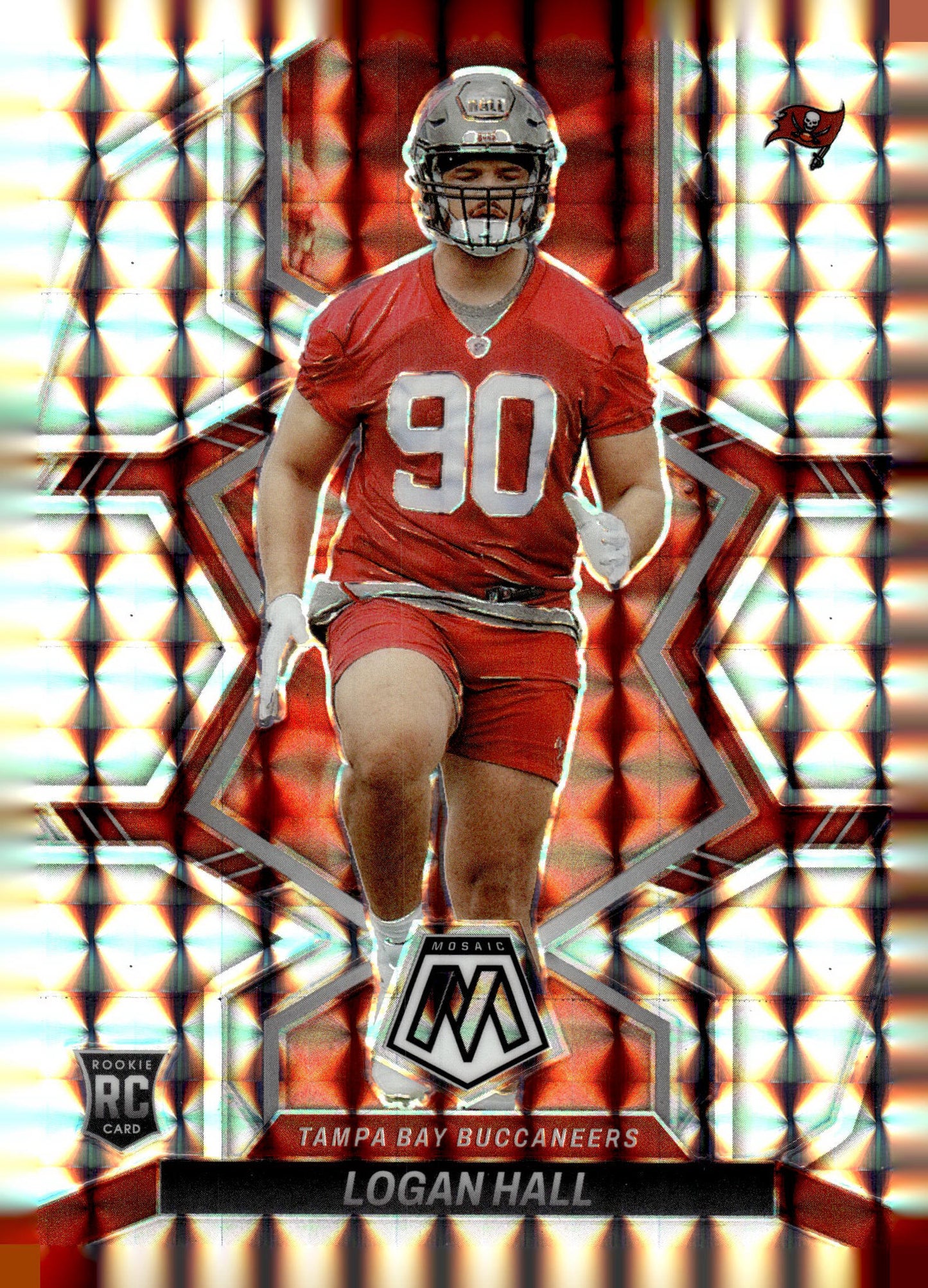 2022 Panini Mosaic #380 Logan Hall Mosaic Choice Fusion Red and Yellow #/80