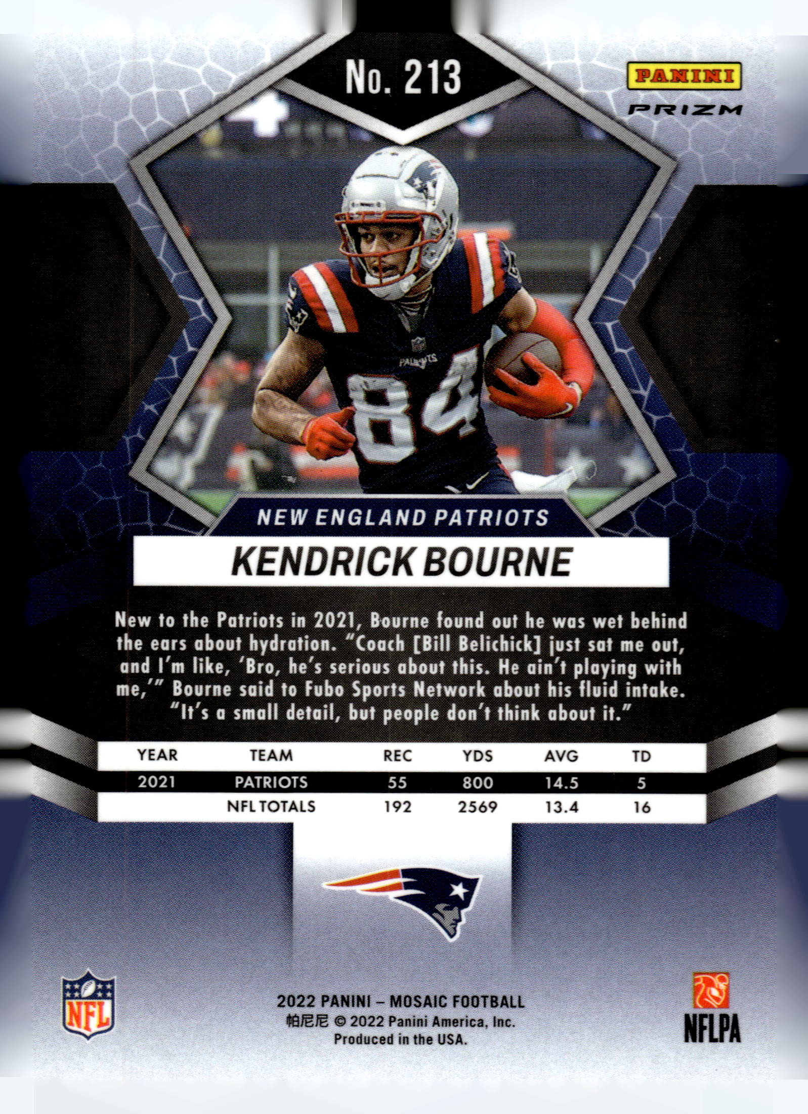 2022 Panini Mosaic #213 Kendrick Bourne Mosaic Choice Fusion Red and Yellow #/80