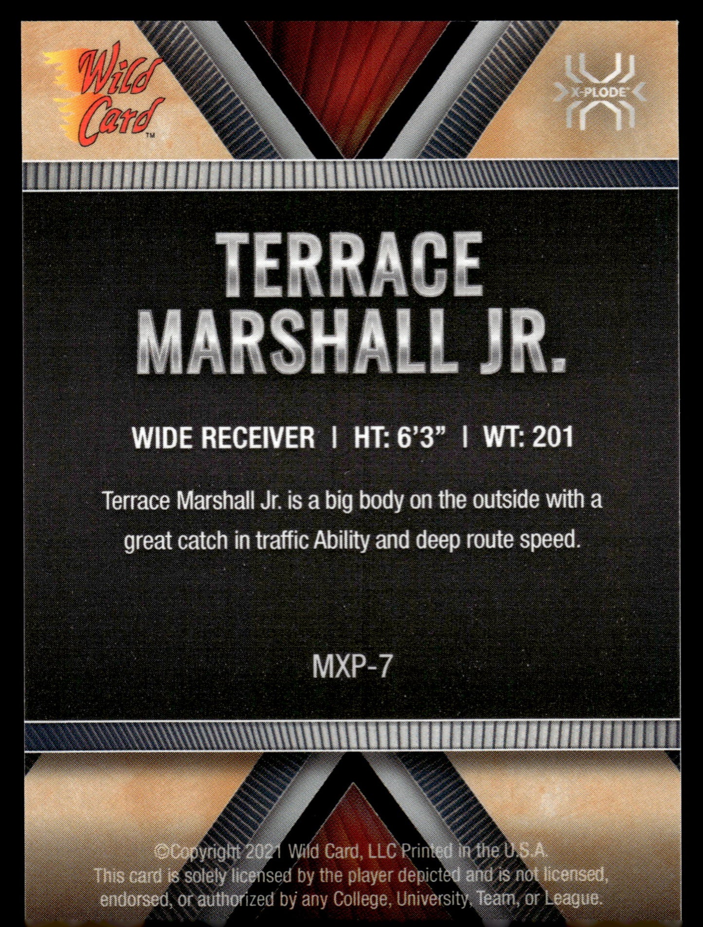 2021 Wild Card Matte #MXP-7 Terrace Marshall Jr. #/70