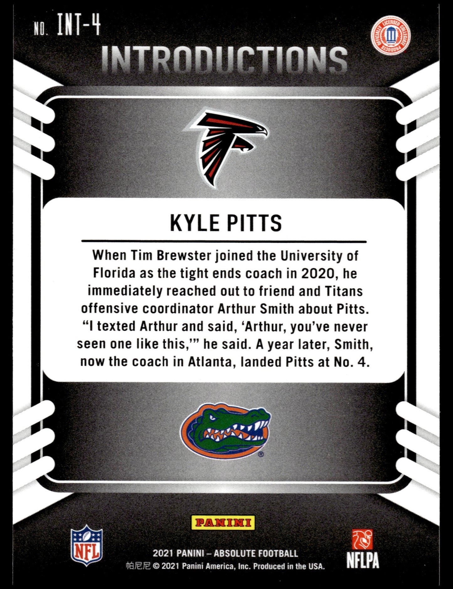 2021 Panini Absolute #INT-4 Kyle Pitts Introductions