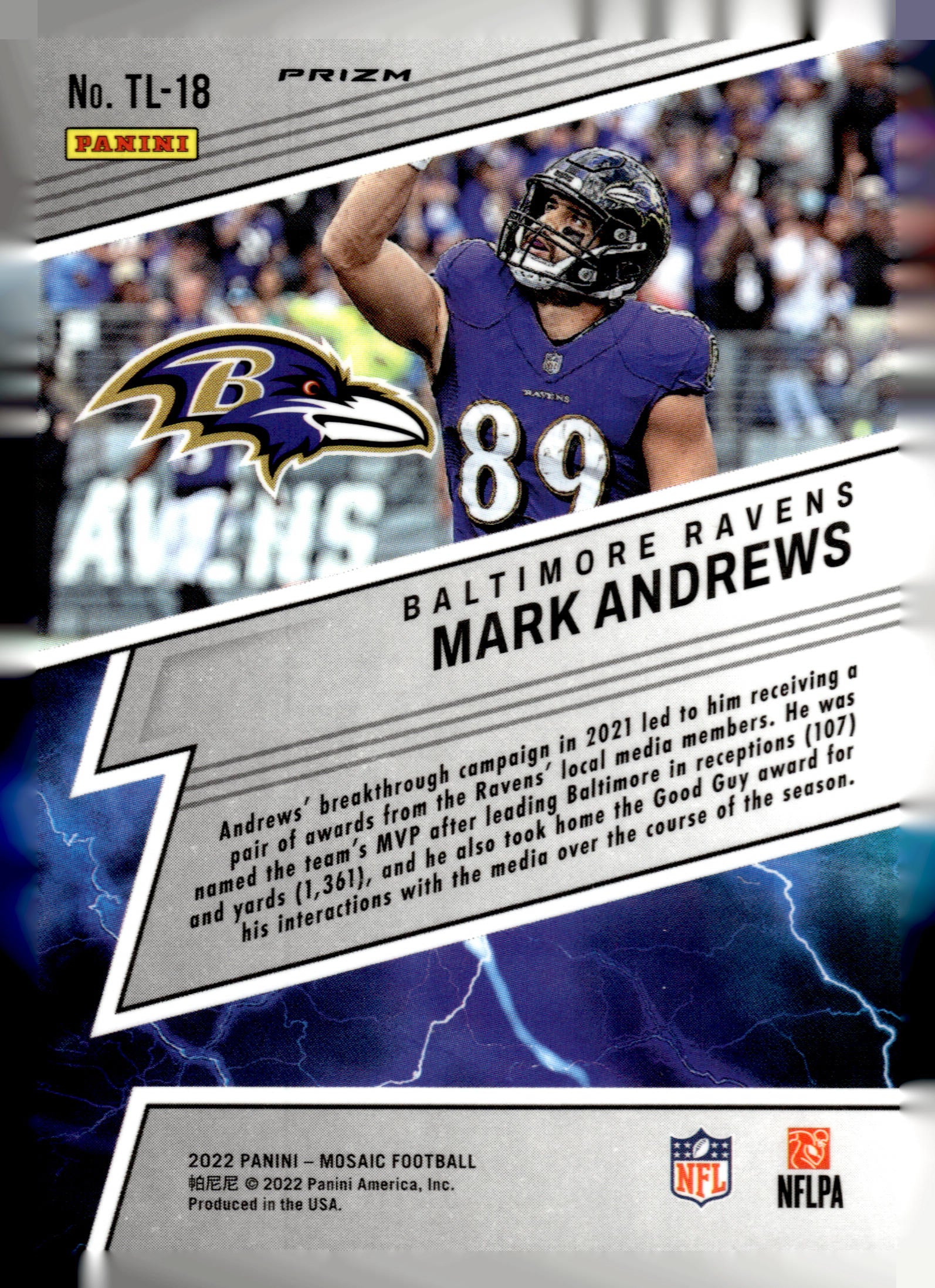 2022 Panini Mosaic #TL-18 Mark Andrews Thunder Lane Mosaic