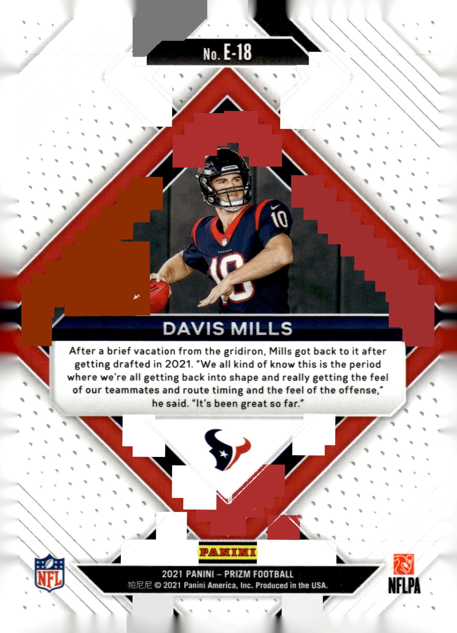 2021 Panini Prizm #E-18 Davis Mills Emergent