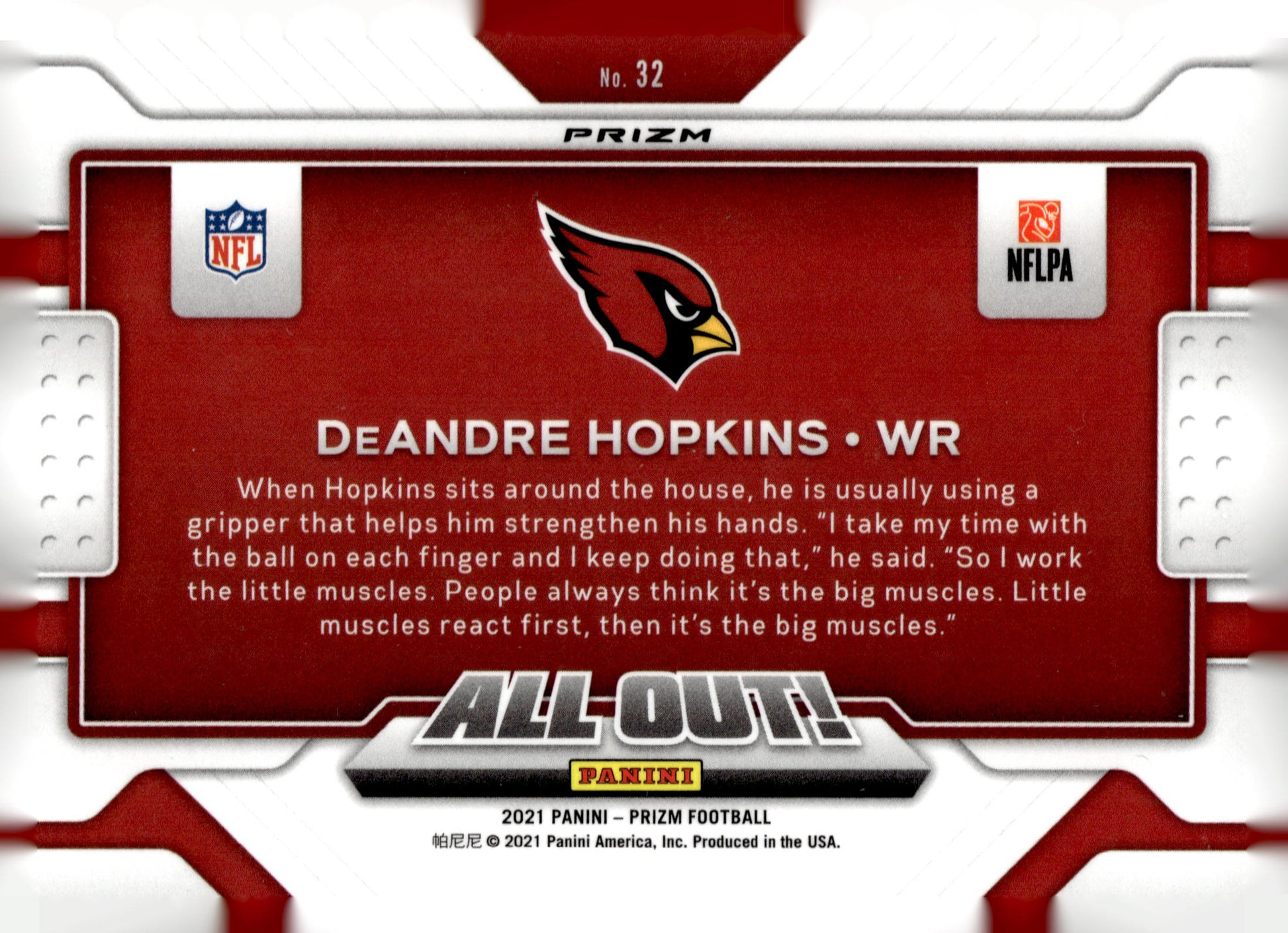 2021 Panini Prizm #32 DeAndre Hopkins All Out!