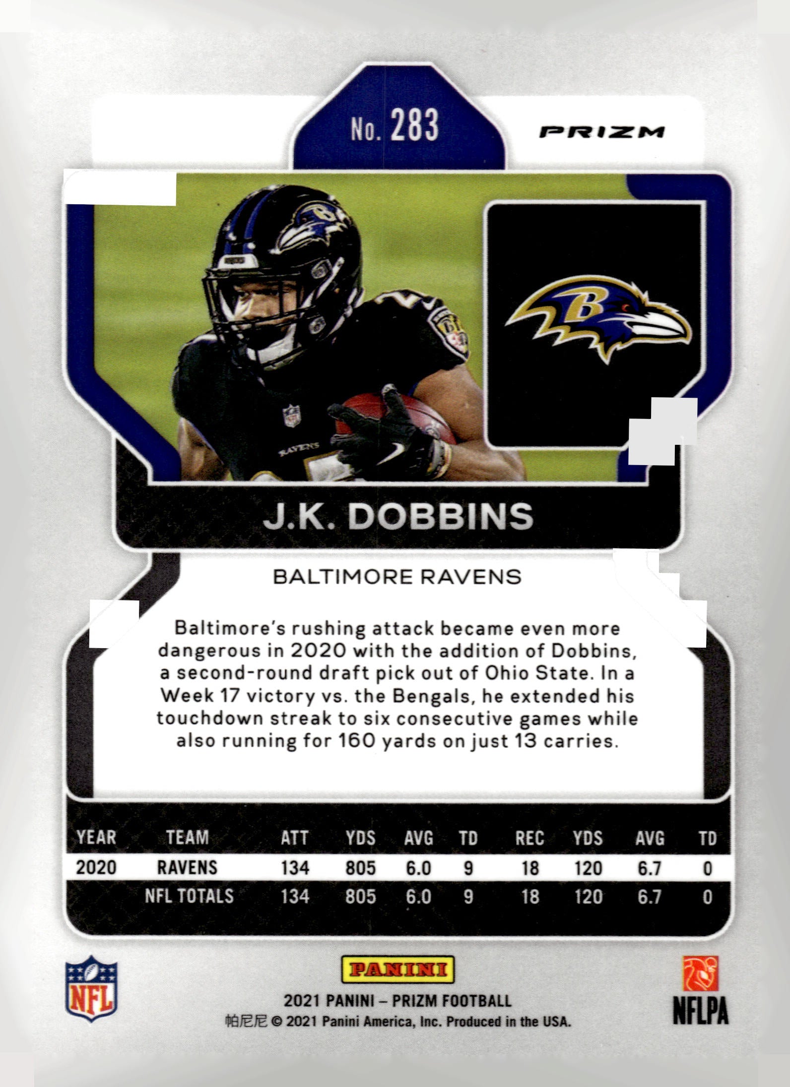 2021 Panini Prizm #283 J.K. Dobbins Red Ice