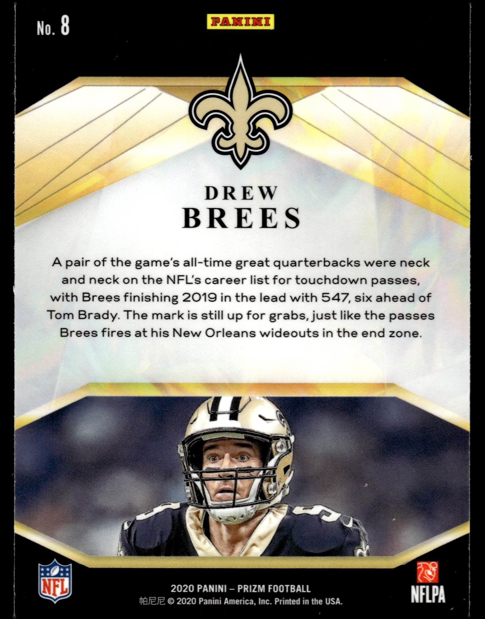 2020 Panini Prizm #8 Drew Brees Brilliance