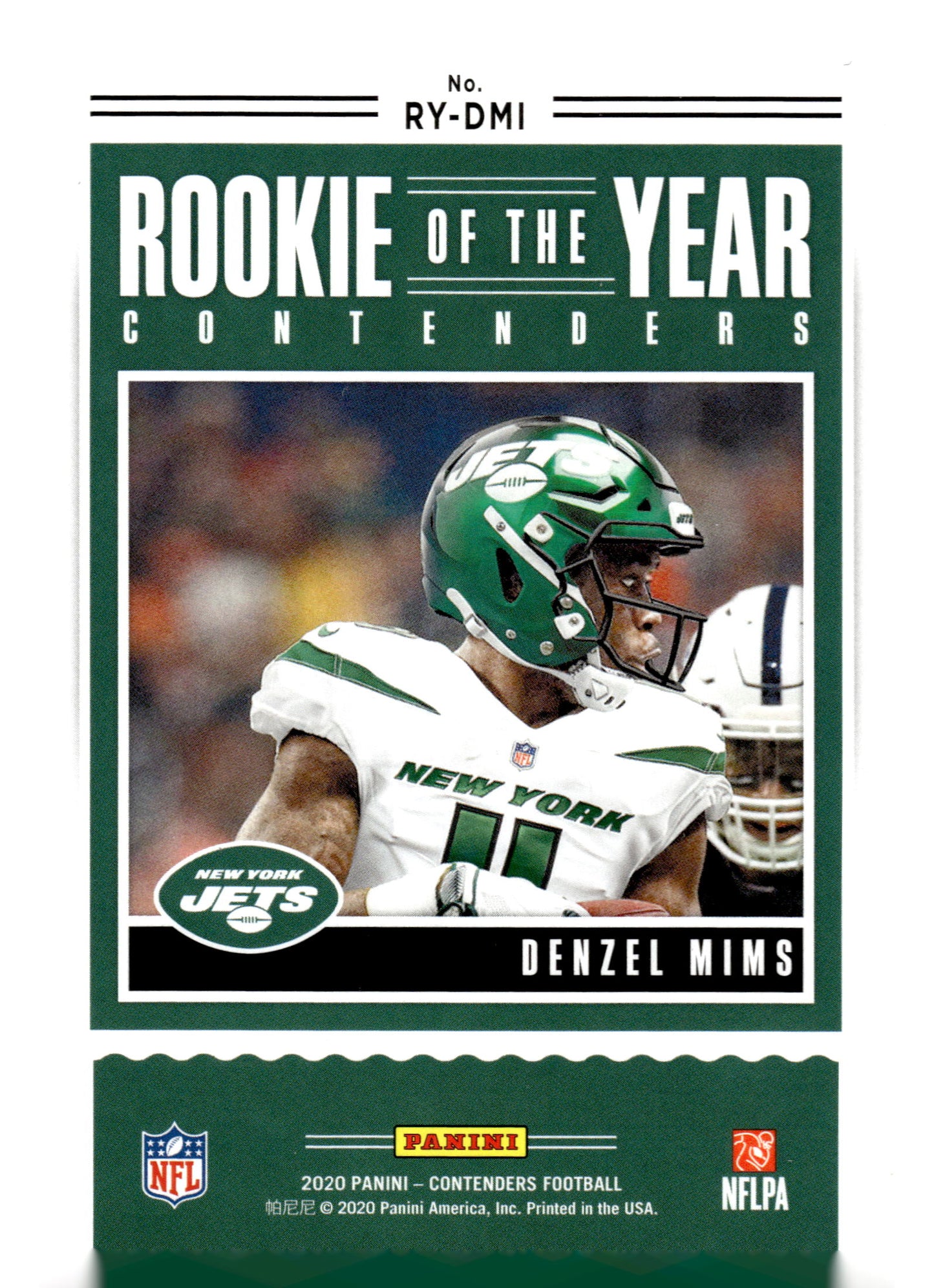 2020 Panini Contenders #RY-DMI Denzel Mims Rookie of the Year Contenders Emerald