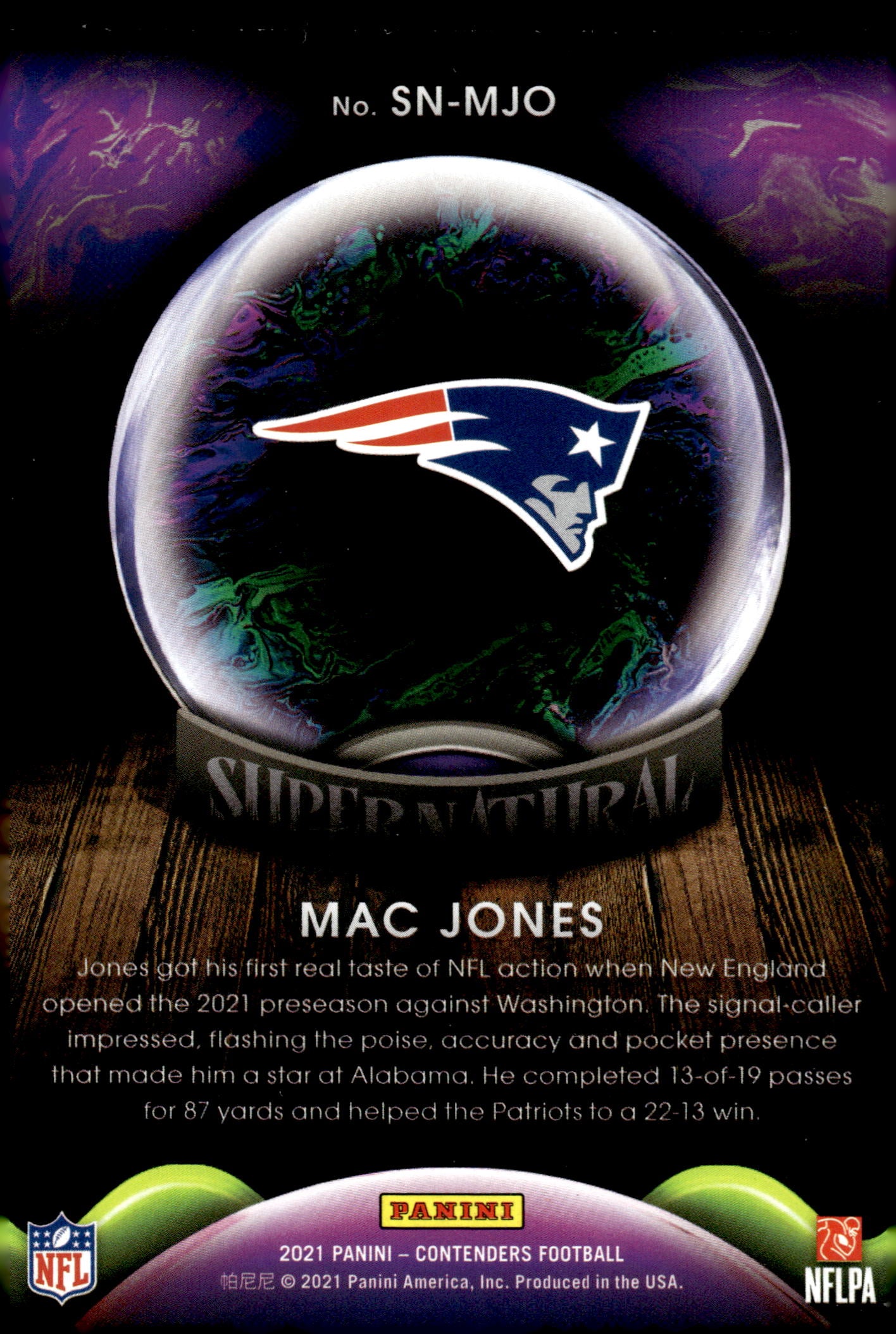 2021 Panini Contenders #SN-MJO Mac Jones Supernatural